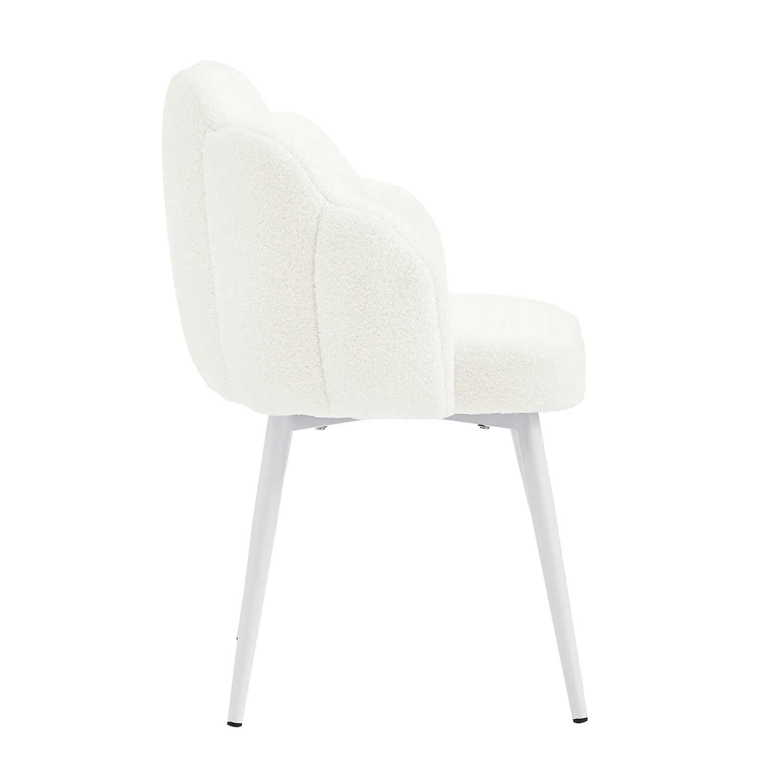 Sally Scalloped Boucle Dining Chair Set of 2 in Cream White - Image 5