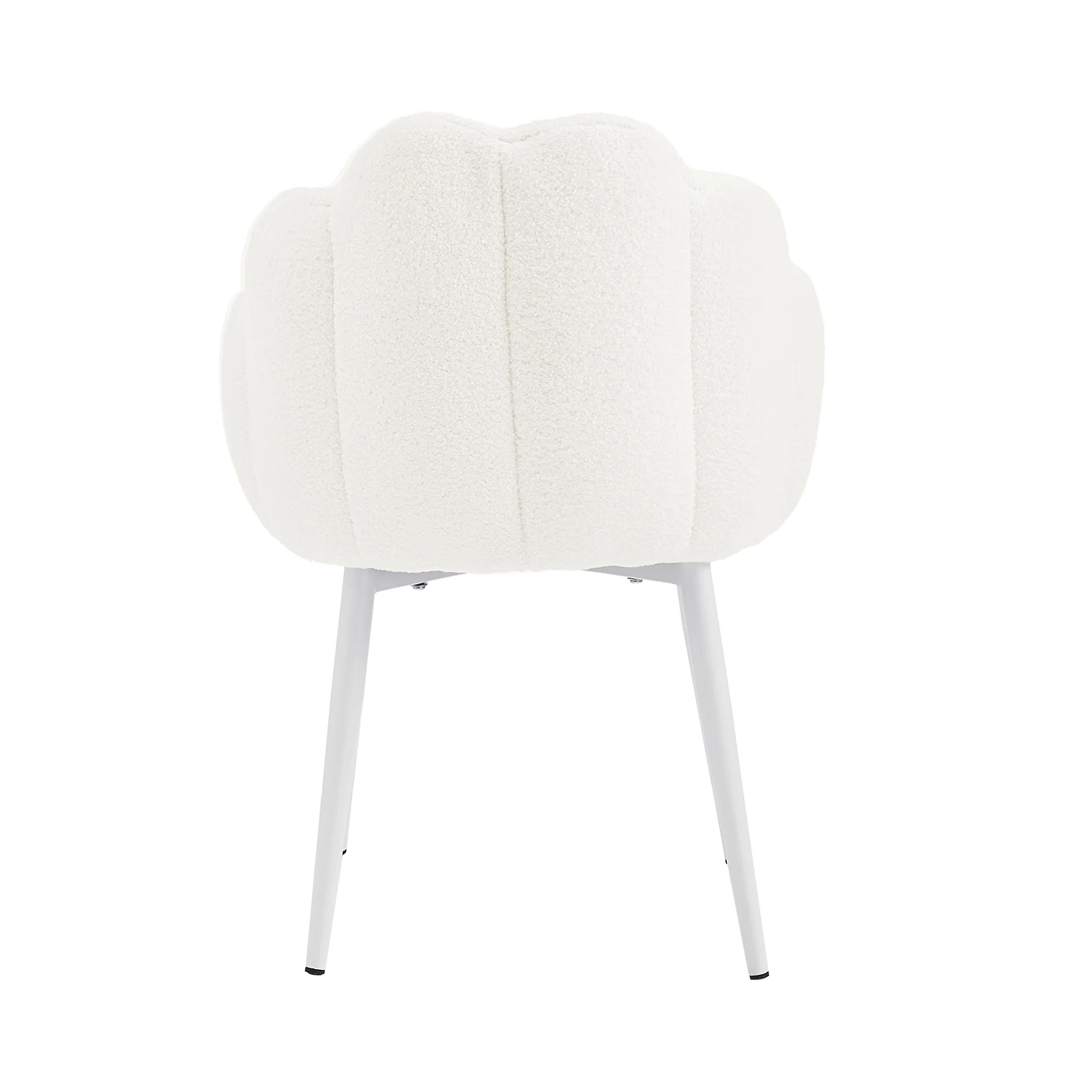 Sally Scalloped Boucle Dining Chair Set of 2 in Cream White - Image 6