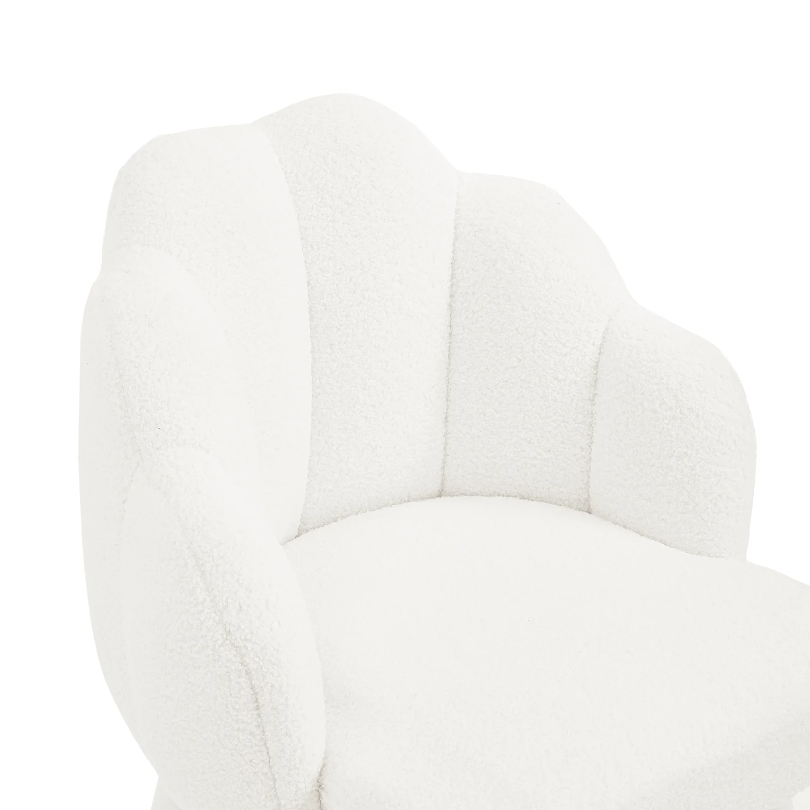 Sally Scalloped Boucle Dining Chair Set of 2 in Cream White - Image 7
