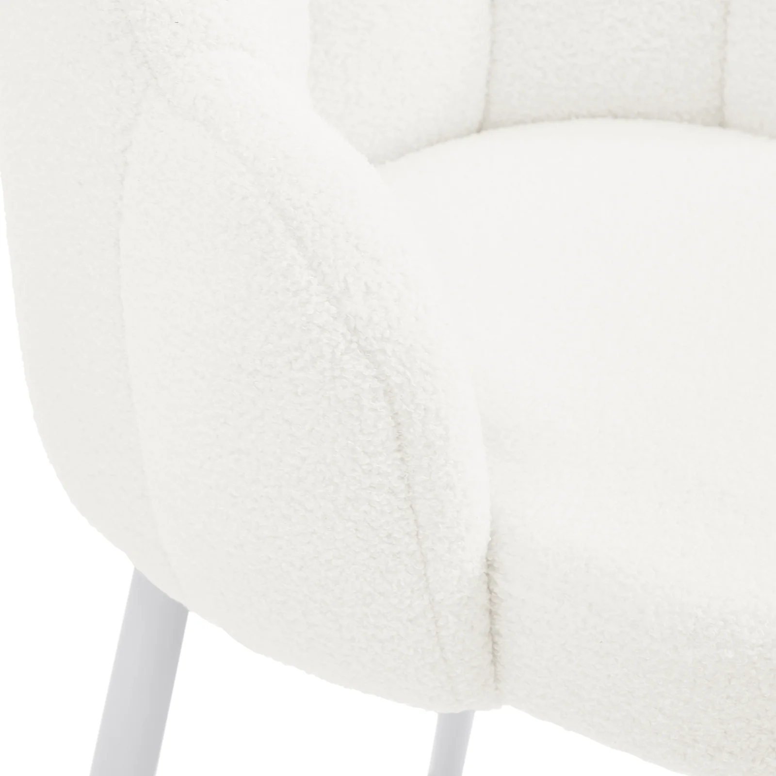 Sally Scalloped Boucle Dining Chair Set of 2 in Cream White - Image 8