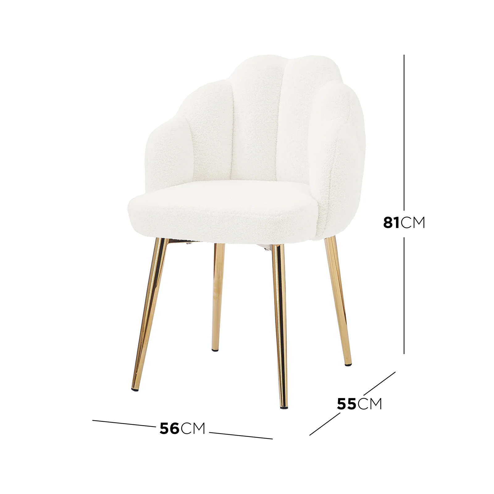 Sally Scalloped Boucle Dining Chair Set of 2 in Gold & Cream - Image 3