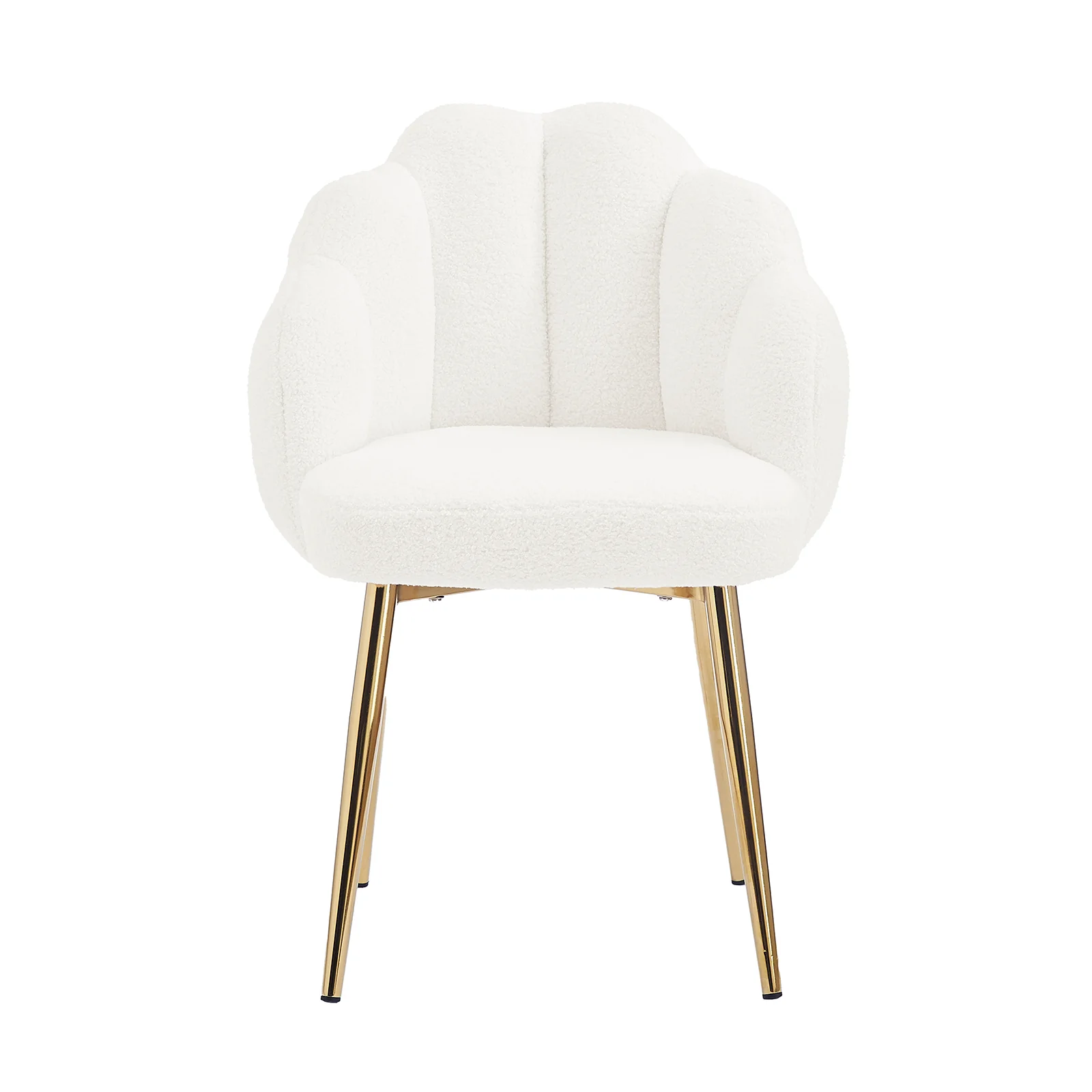Sally Scalloped Boucle Dining Chair Set of 2 in Gold & Cream - Image 4