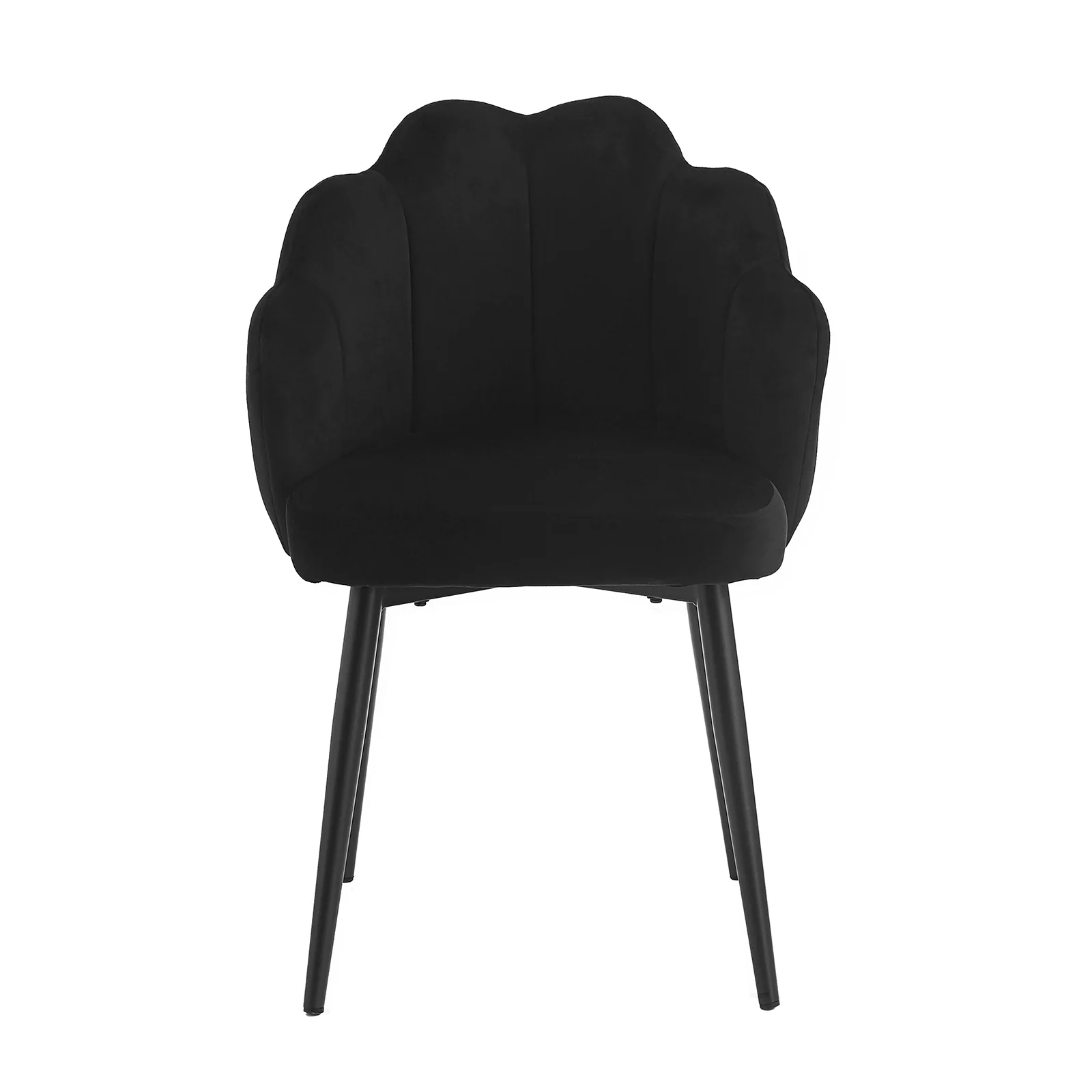 Sally Scalloped Velvet Dining Chair Set of 2 in Black - Image 4