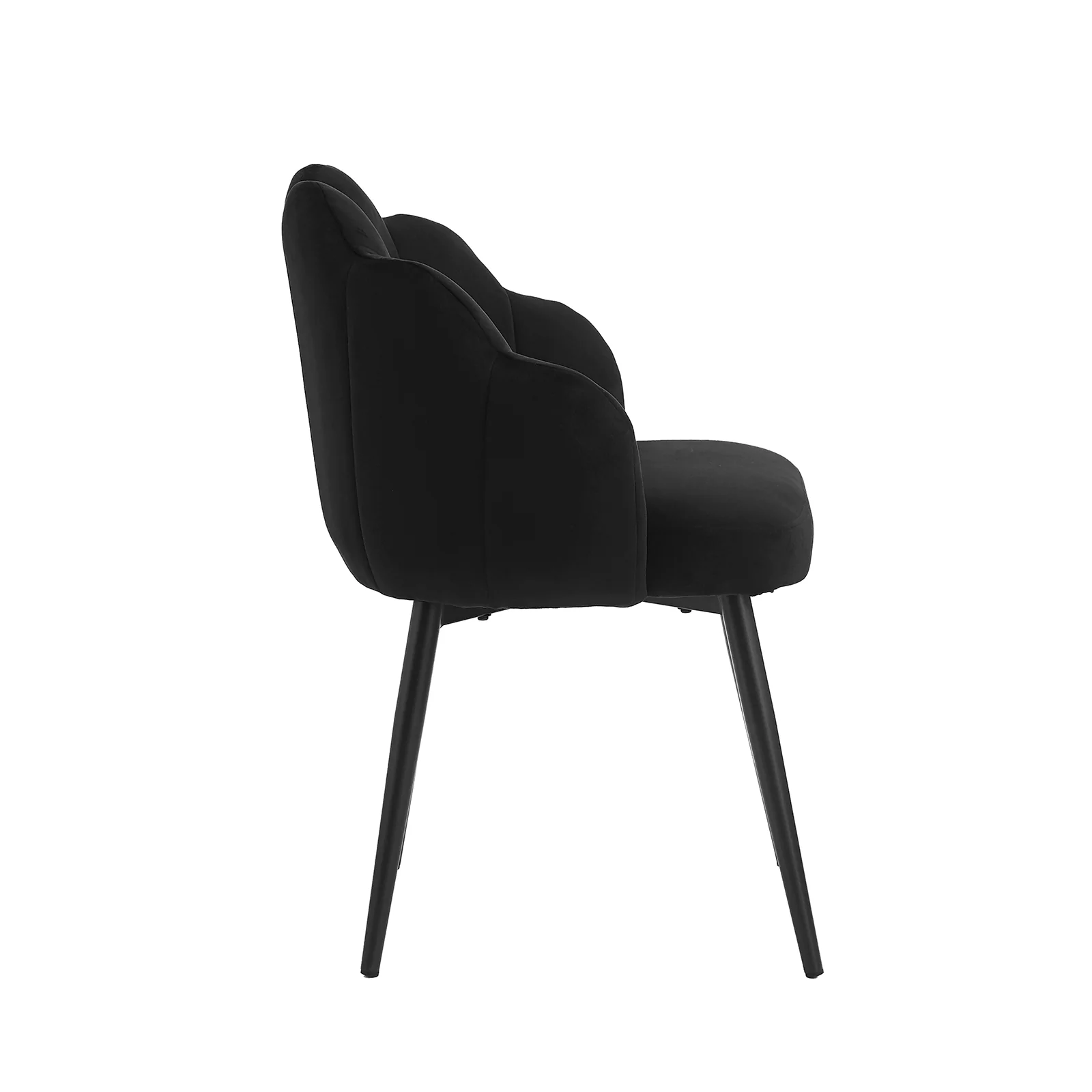 Sally Scalloped Velvet Dining Chair Set of 2 in Black - Image 5