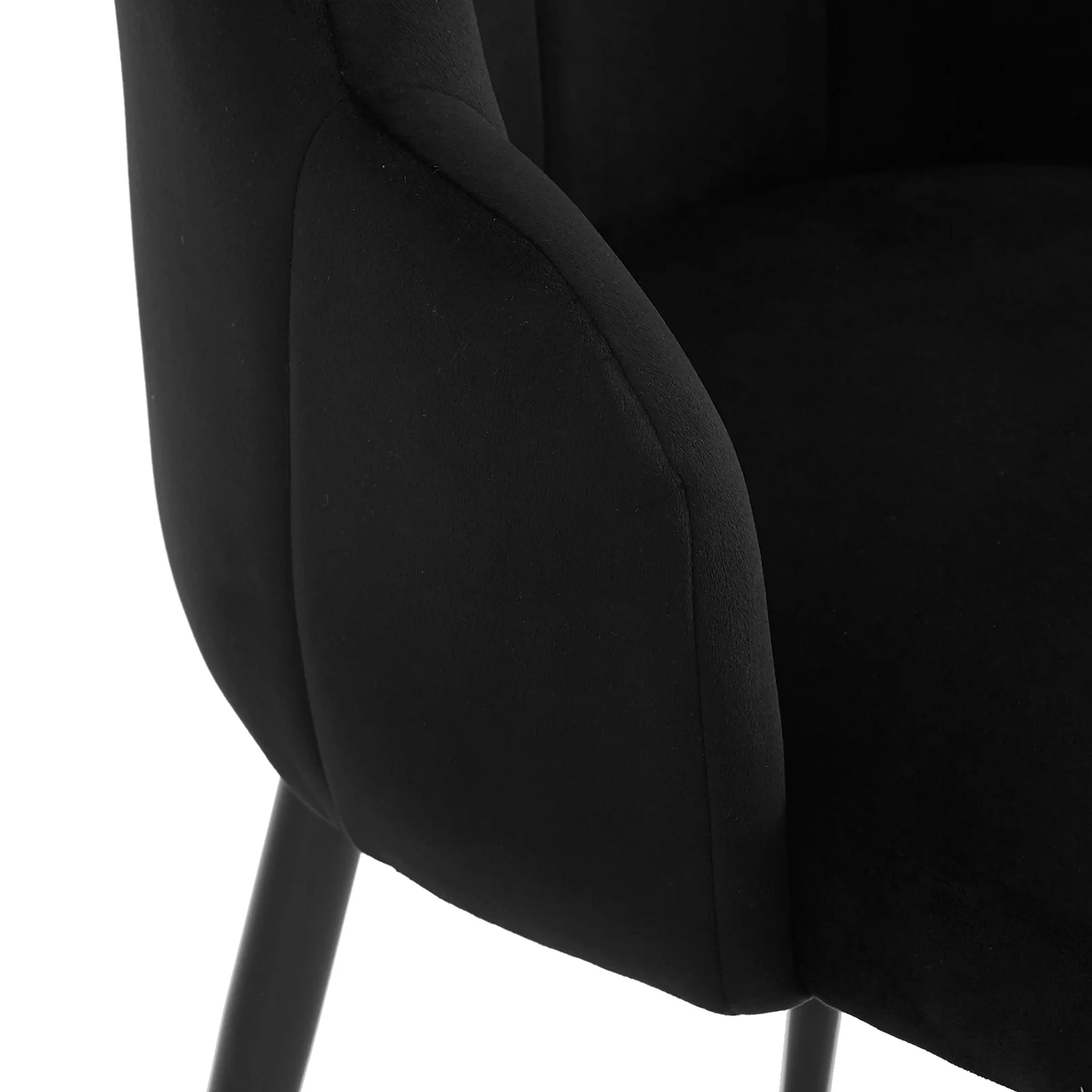 Sally Scalloped Velvet Dining Chair Set of 2 in Black - Image 8