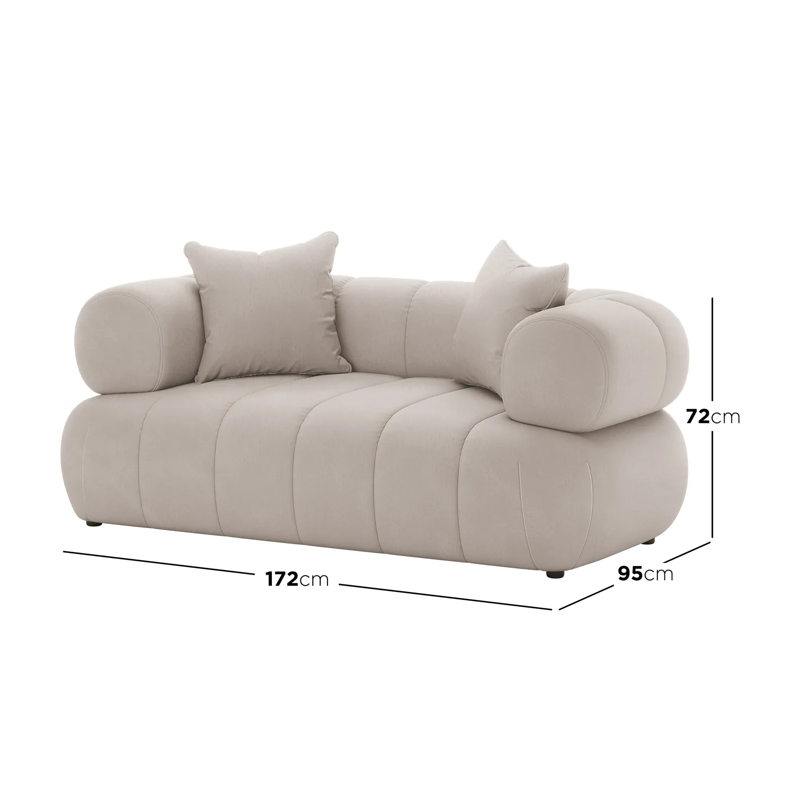Samira 2 Seater Velvet Lounge in Warm Beige - Image 3