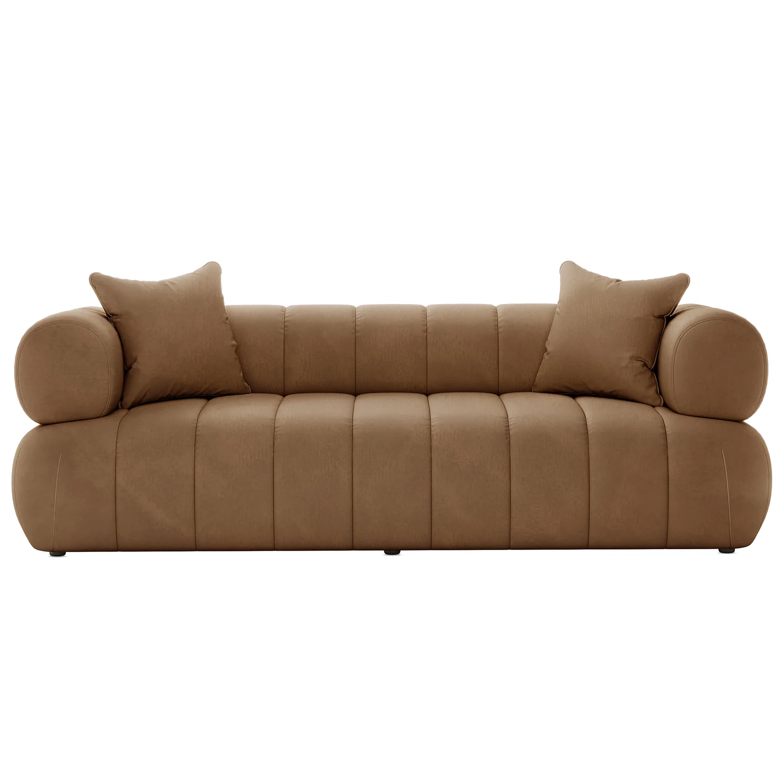 Samira 3 Seater Velvet Sofa in Camel Brown - Image 4