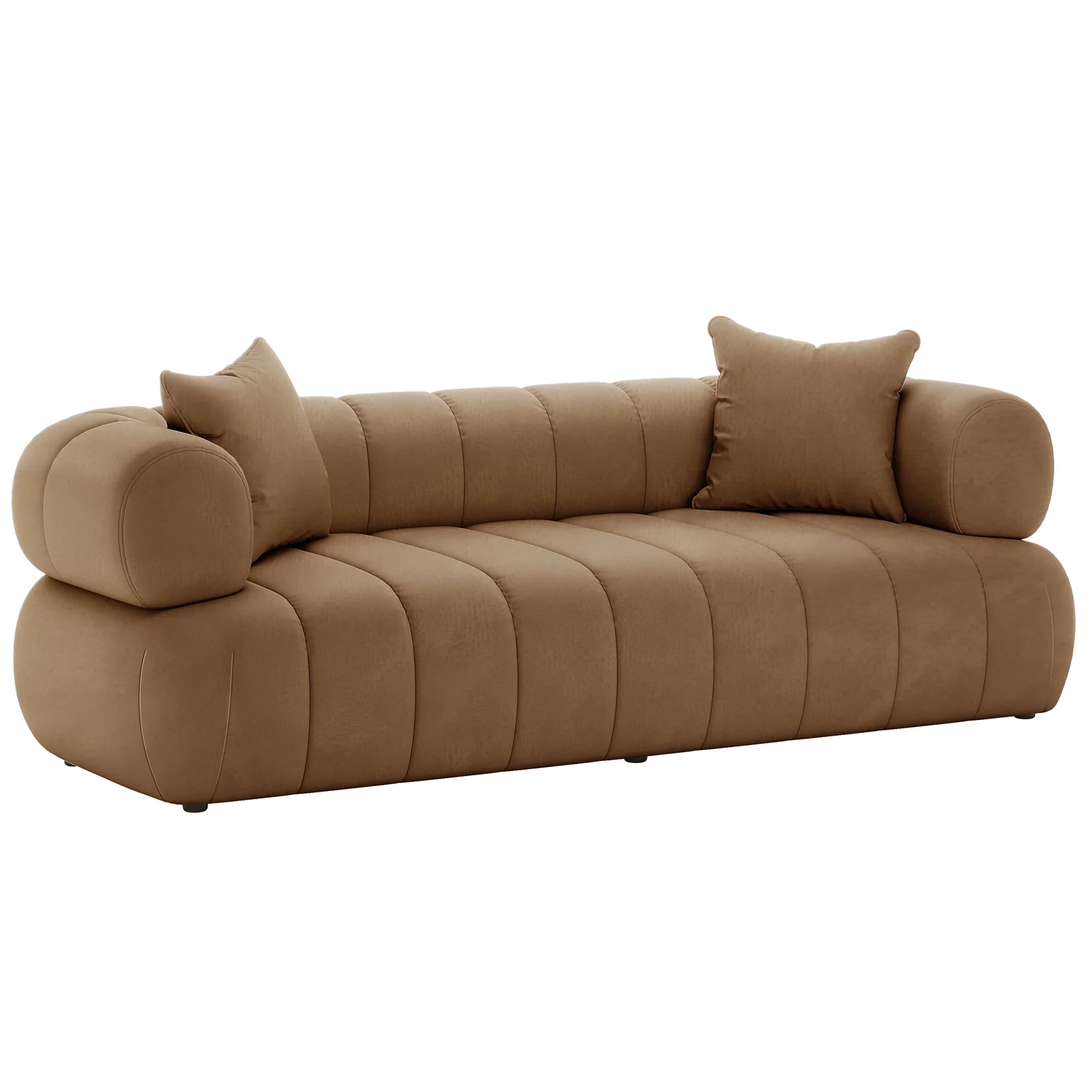 Samira 3 Seater Velvet Sofa in Camel Brown - Image 5