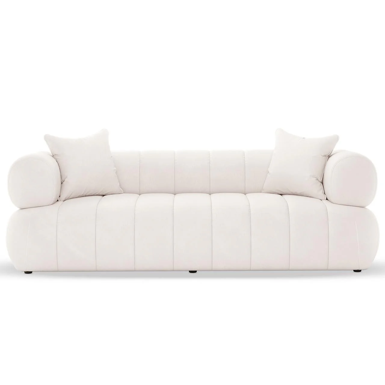 Samira 3 Seater Velvet Sofa in Cream - Image 5