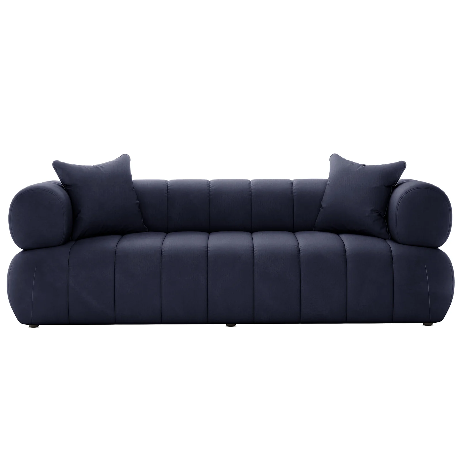Samira 3 Seater Velvet Sofa in Navy Blue - Image 4