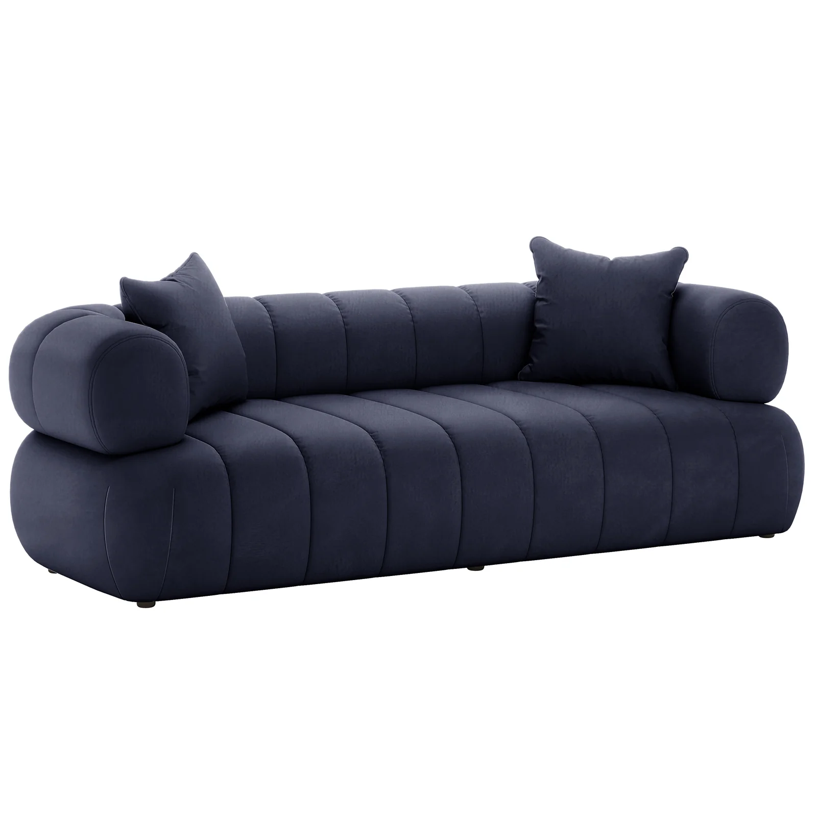 Samira 3 Seater Velvet Sofa in Navy Blue - Image 5