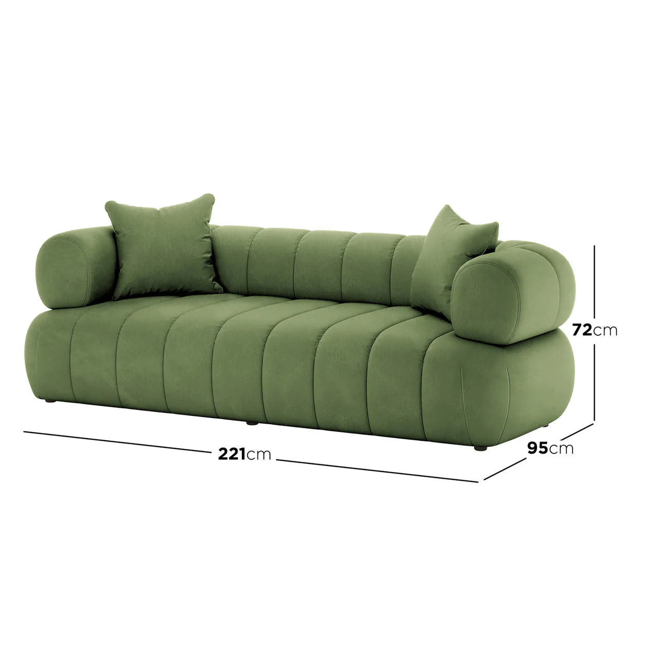 Samira 3 Seater Velvet Sofa in Prasinous Green - Image 3
