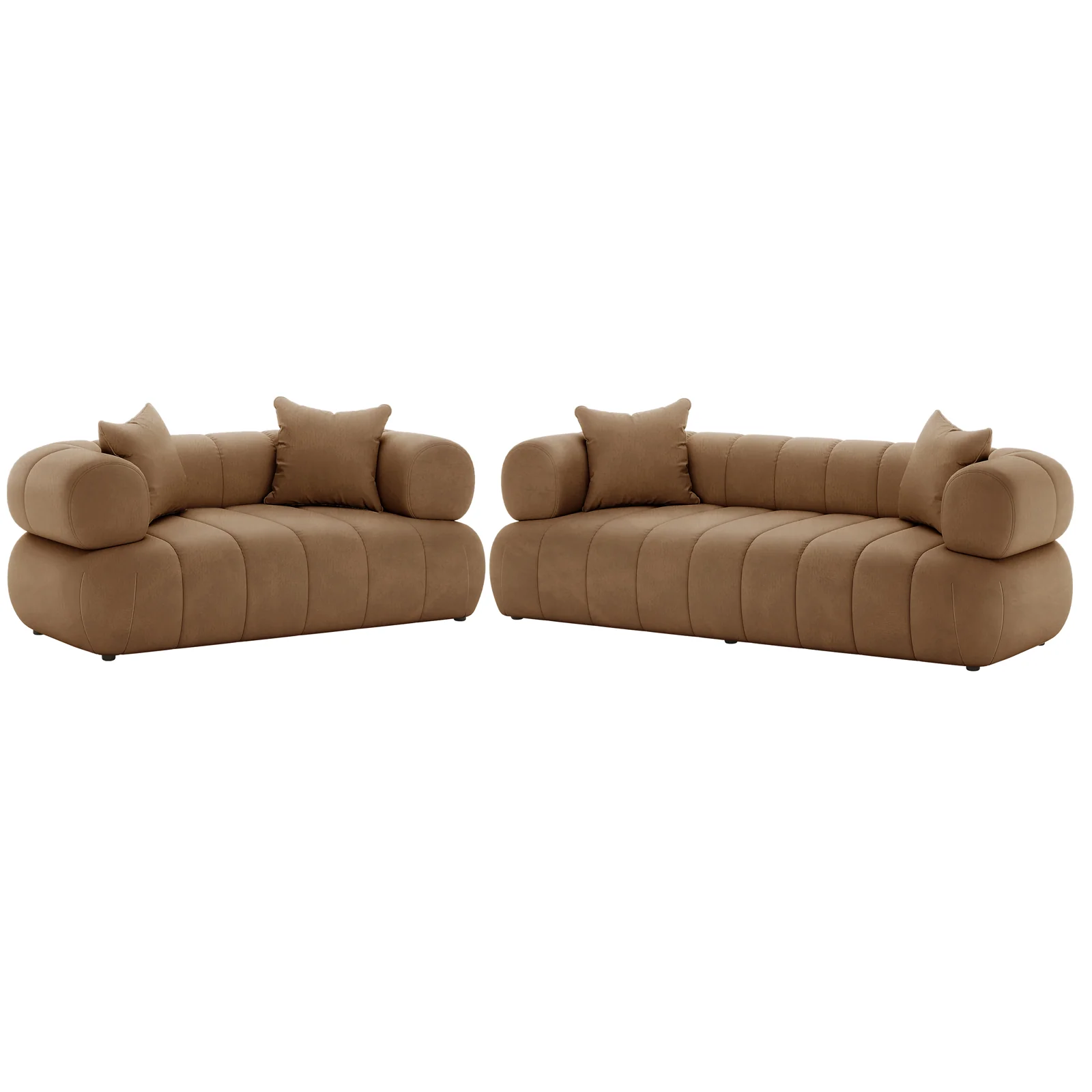 Samira 5 Seater Velvet Sofa Set in Camel Brown