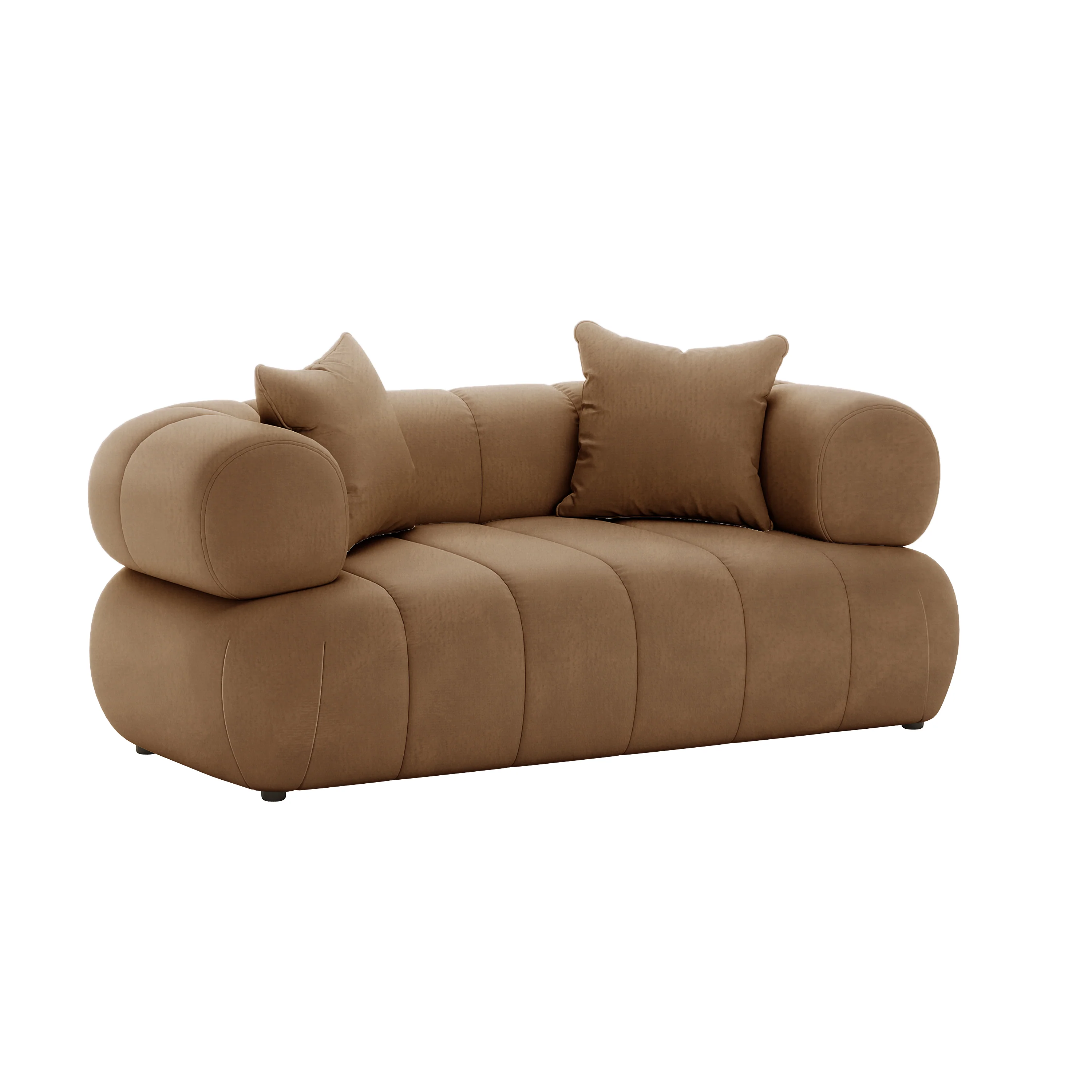 Samira 5 Seater Velvet Sofa Set in Camel Brown - Image 11