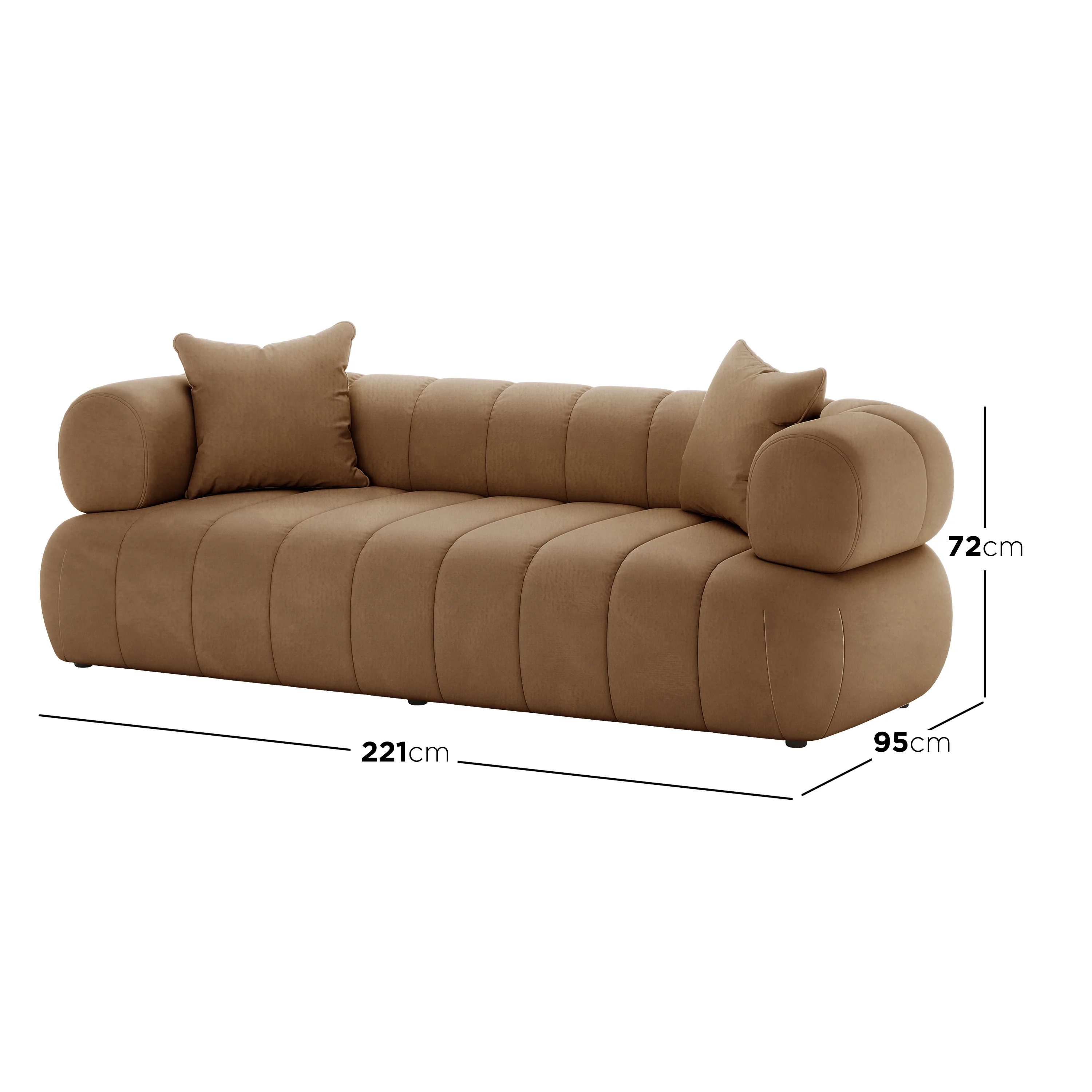 Samira 5 Seater Velvet Sofa Set in Camel Brown - Image 3
