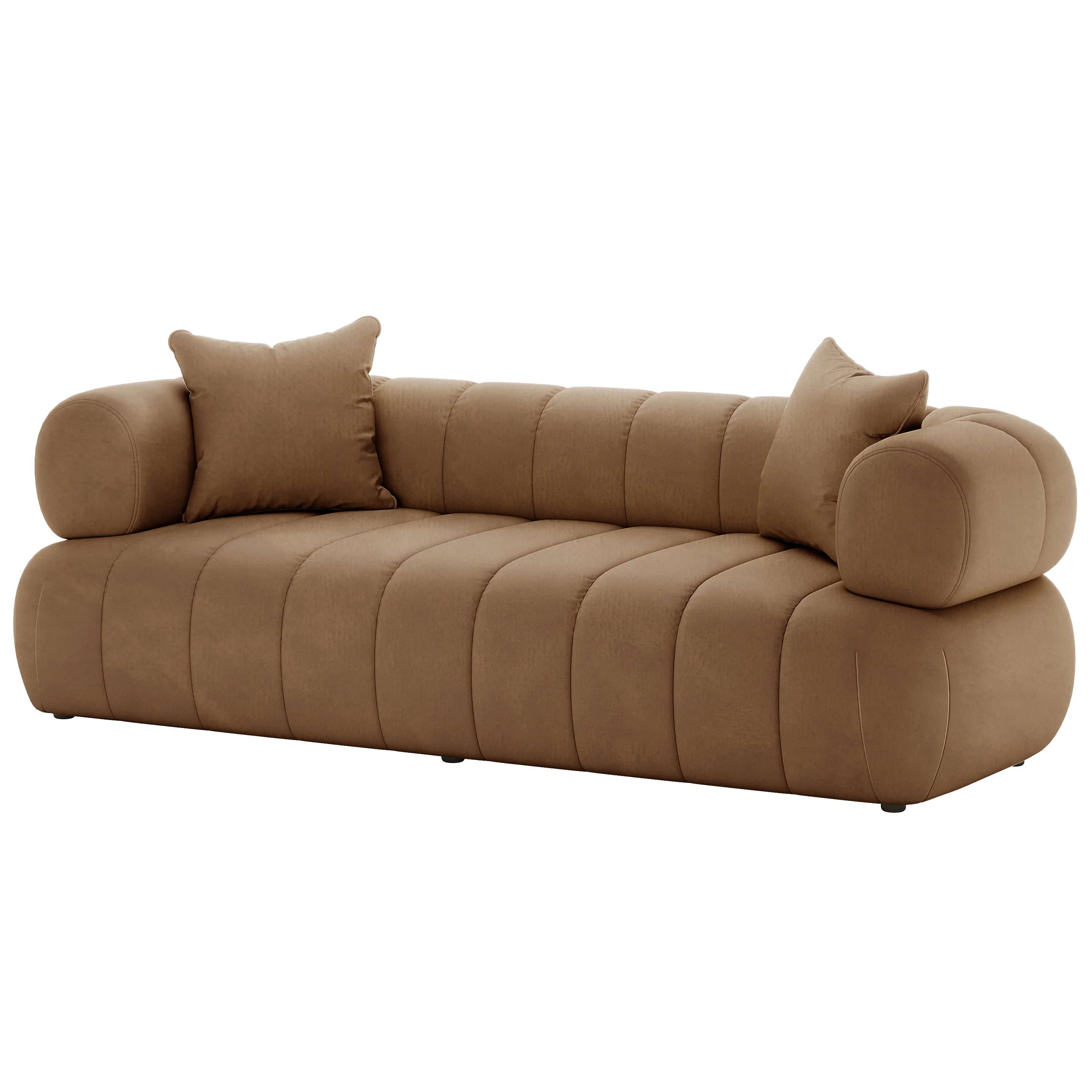 Samira 5 Seater Velvet Sofa Set in Camel Brown - Image 5