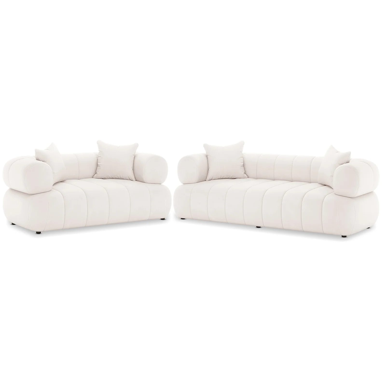Samira 5 Seater Velvet Sofa Set in Cream