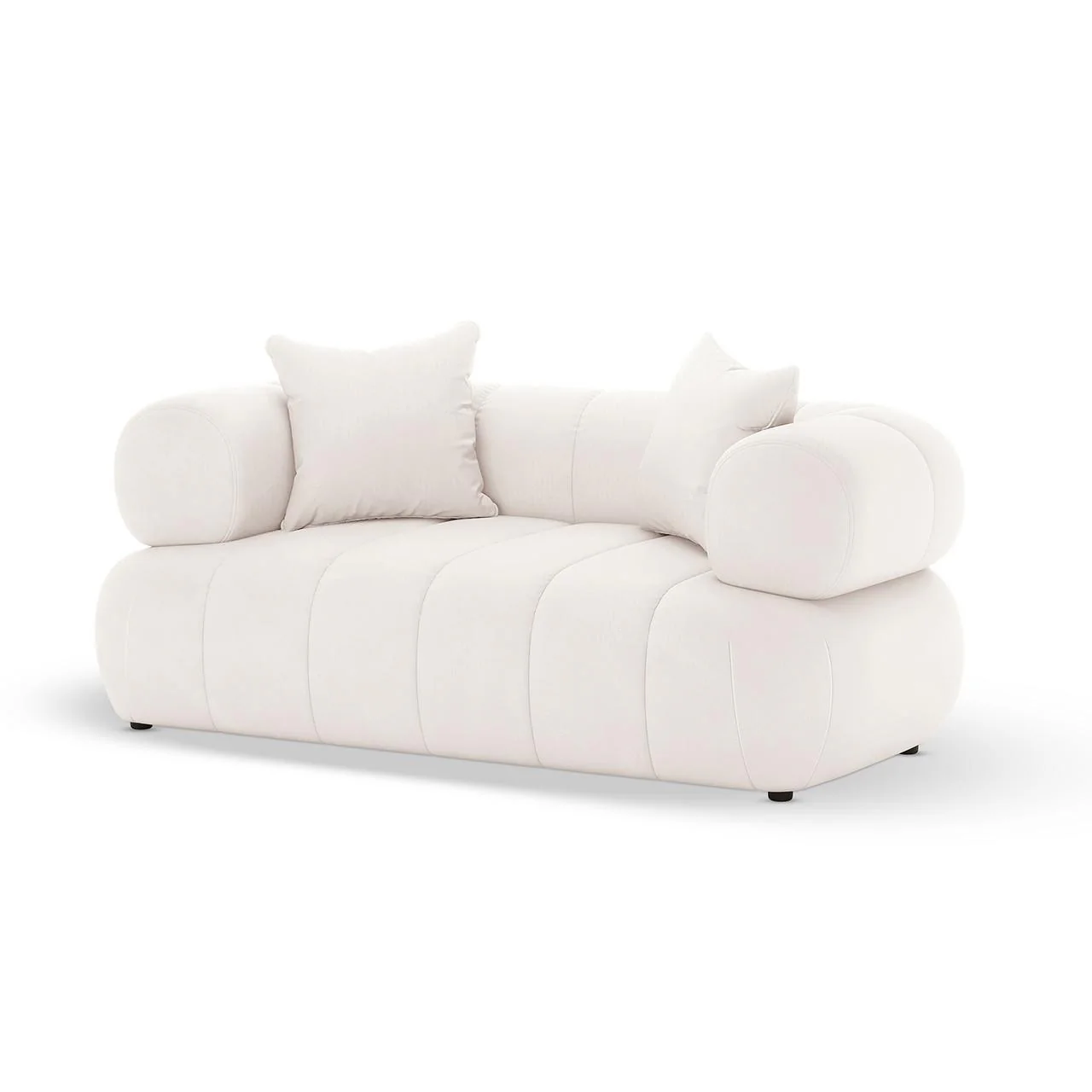 Samira 5 Seater Velvet Sofa Set in Cream - Image 10
