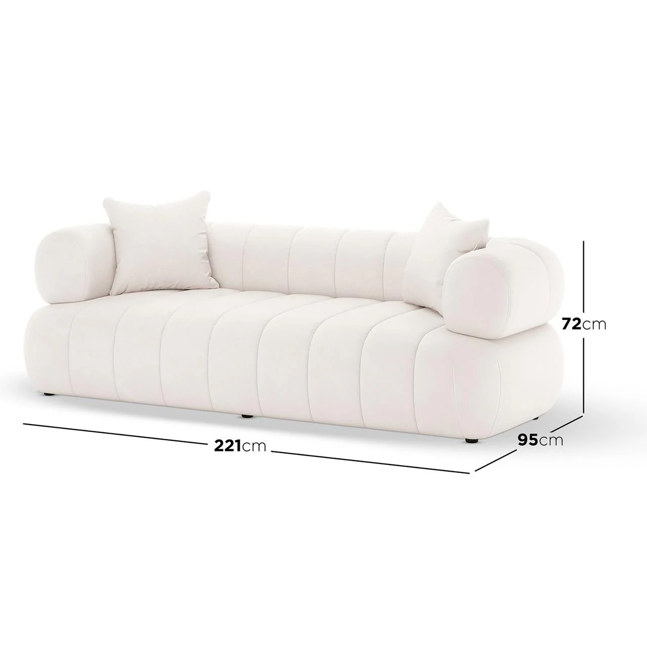 Samira 5 Seater Velvet Sofa Set in Cream - Image 3
