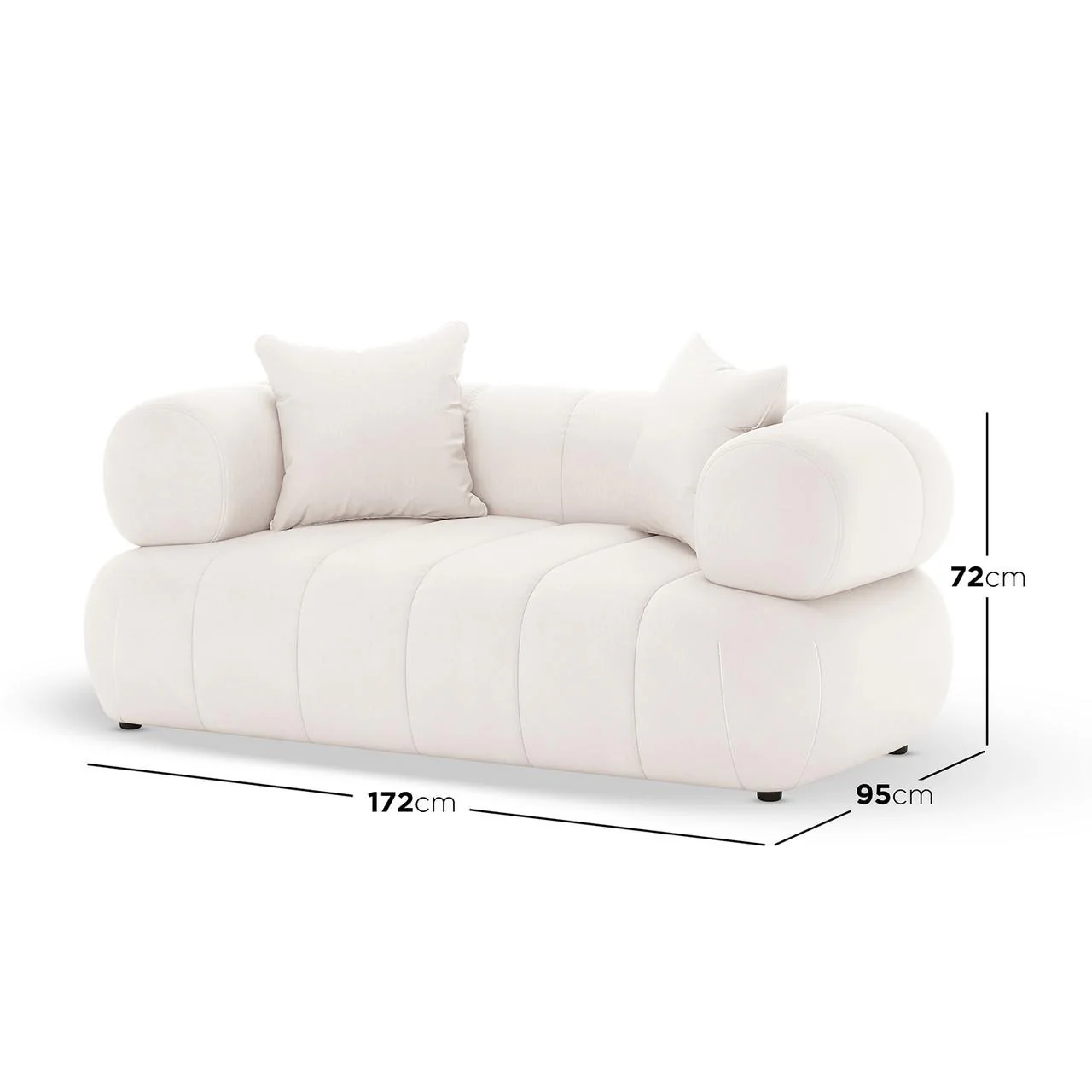 Samira 5 Seater Velvet Sofa Set in Cream - Image 4