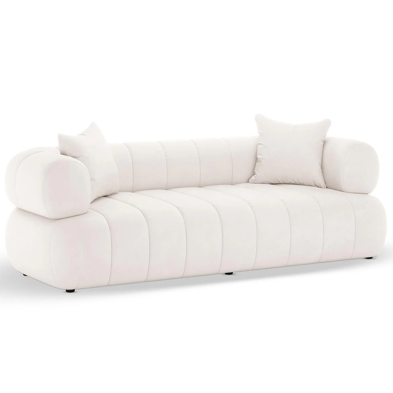Samira 5 Seater Velvet Sofa Set in Cream - Image 7