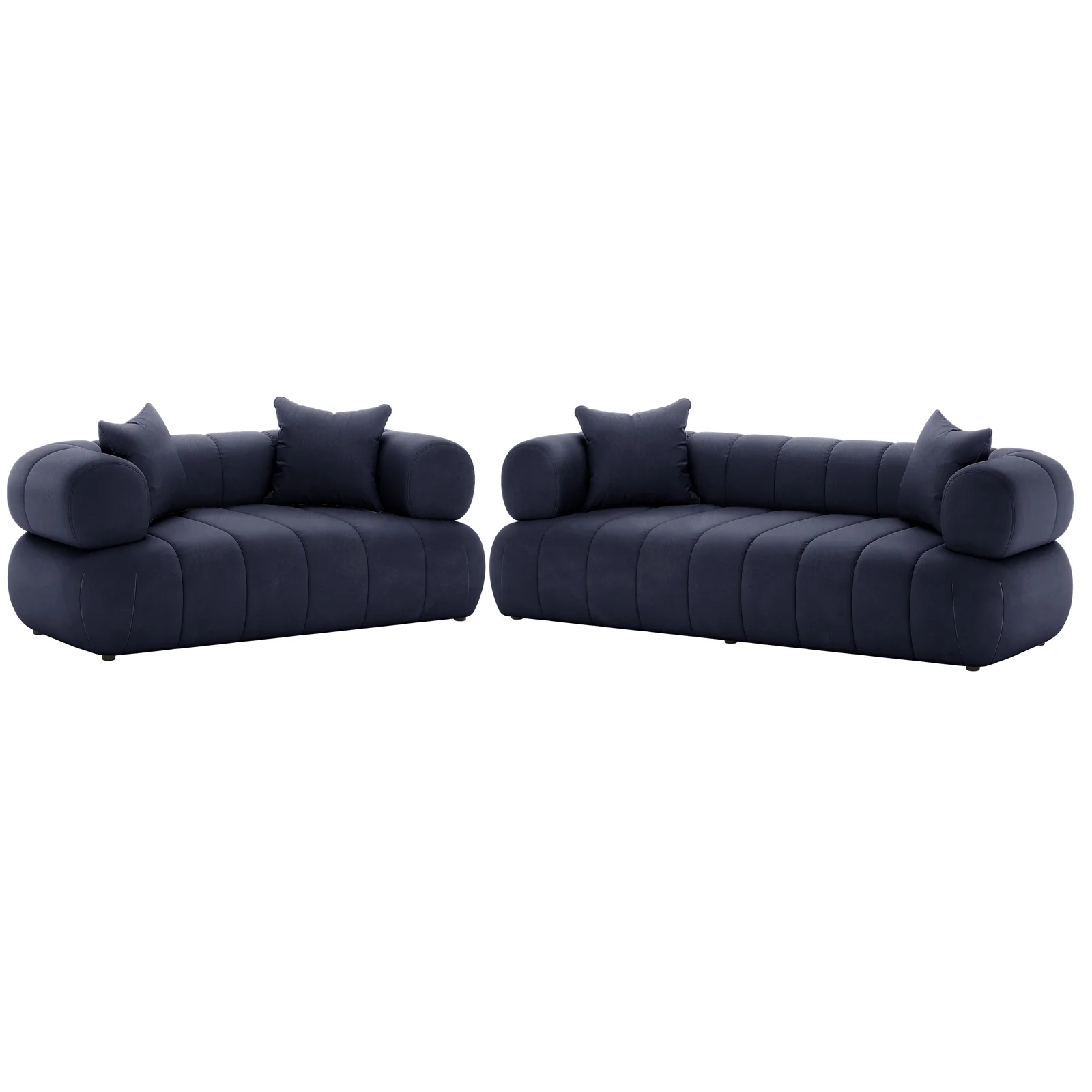 Samira 5 Seater Velvet Sofa Set in Navy Blue