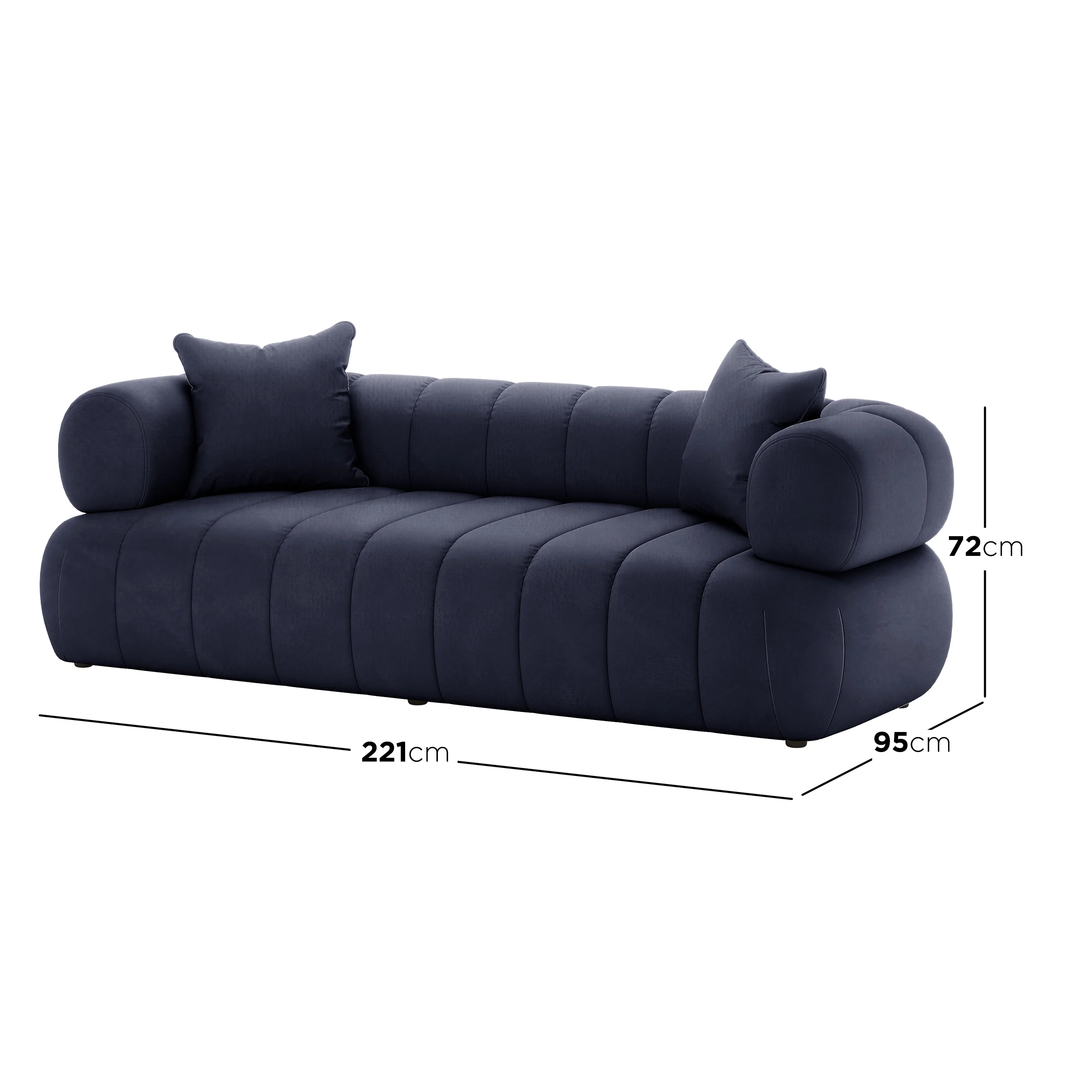 Samira 5 Seater Velvet Sofa Set in Navy Blue - Image 3