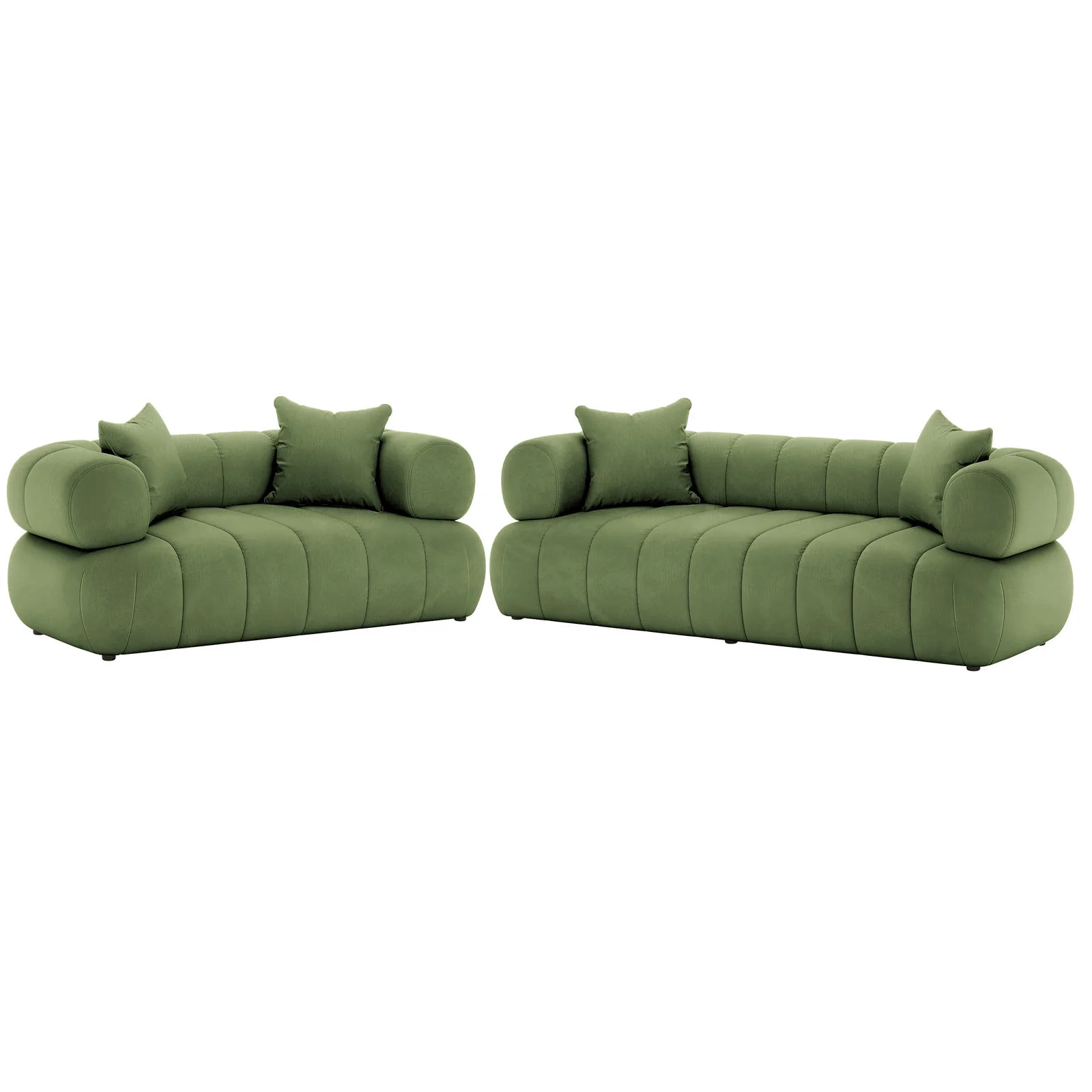 Samira 5 Seater Velvet Sofa Set in Prasinous Green
