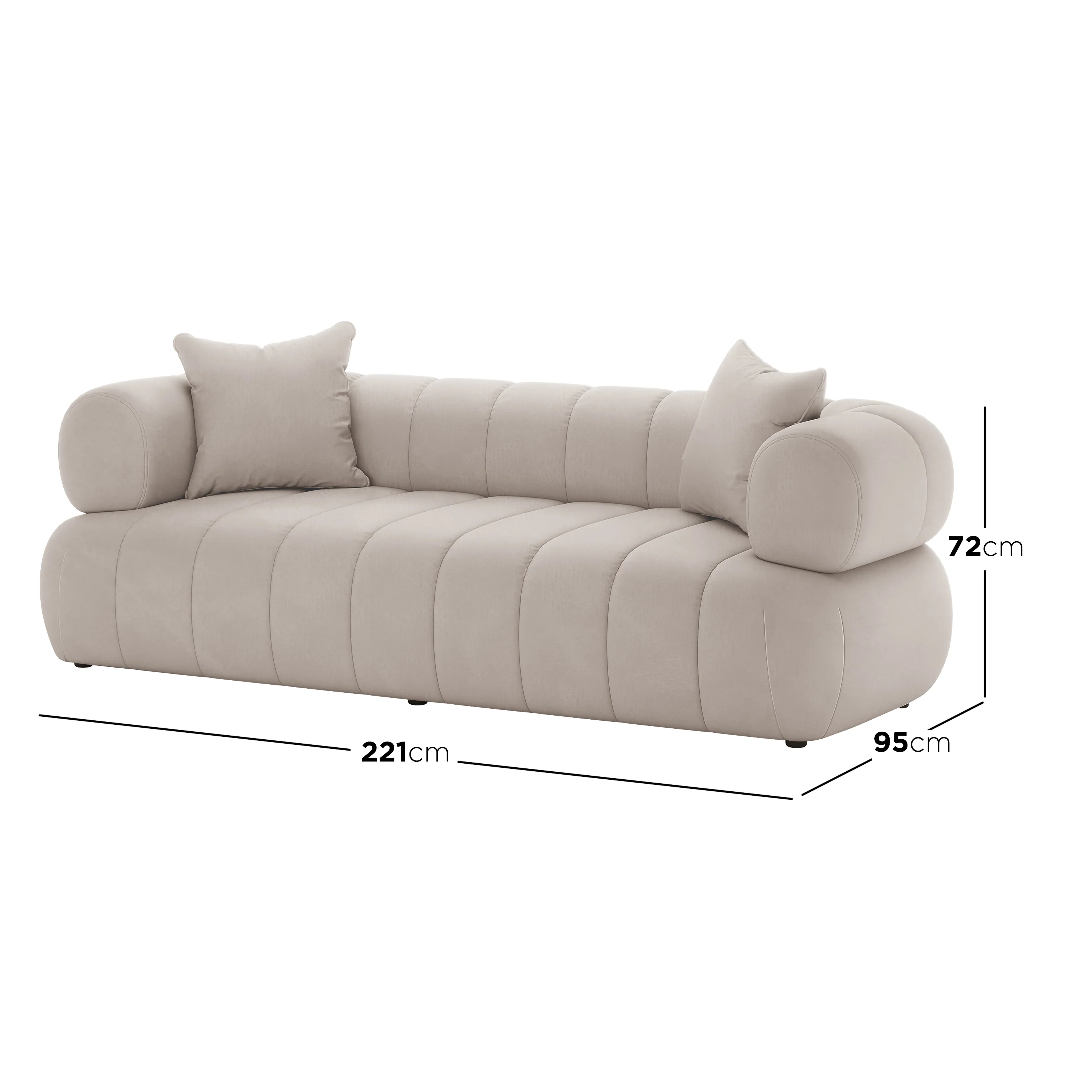 Samira 5 Seater Velvet Sofa Set in Warm Beige - Image 4
