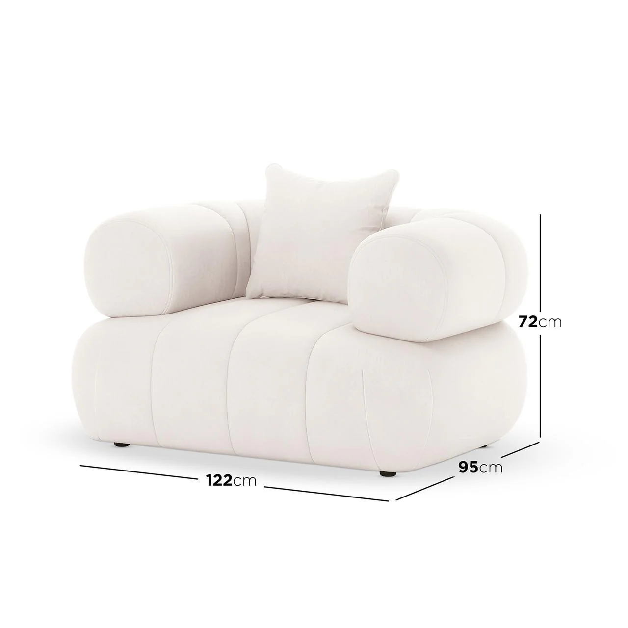 Samira 6 Seater Velvet Sofa Set in Cream - Image 7