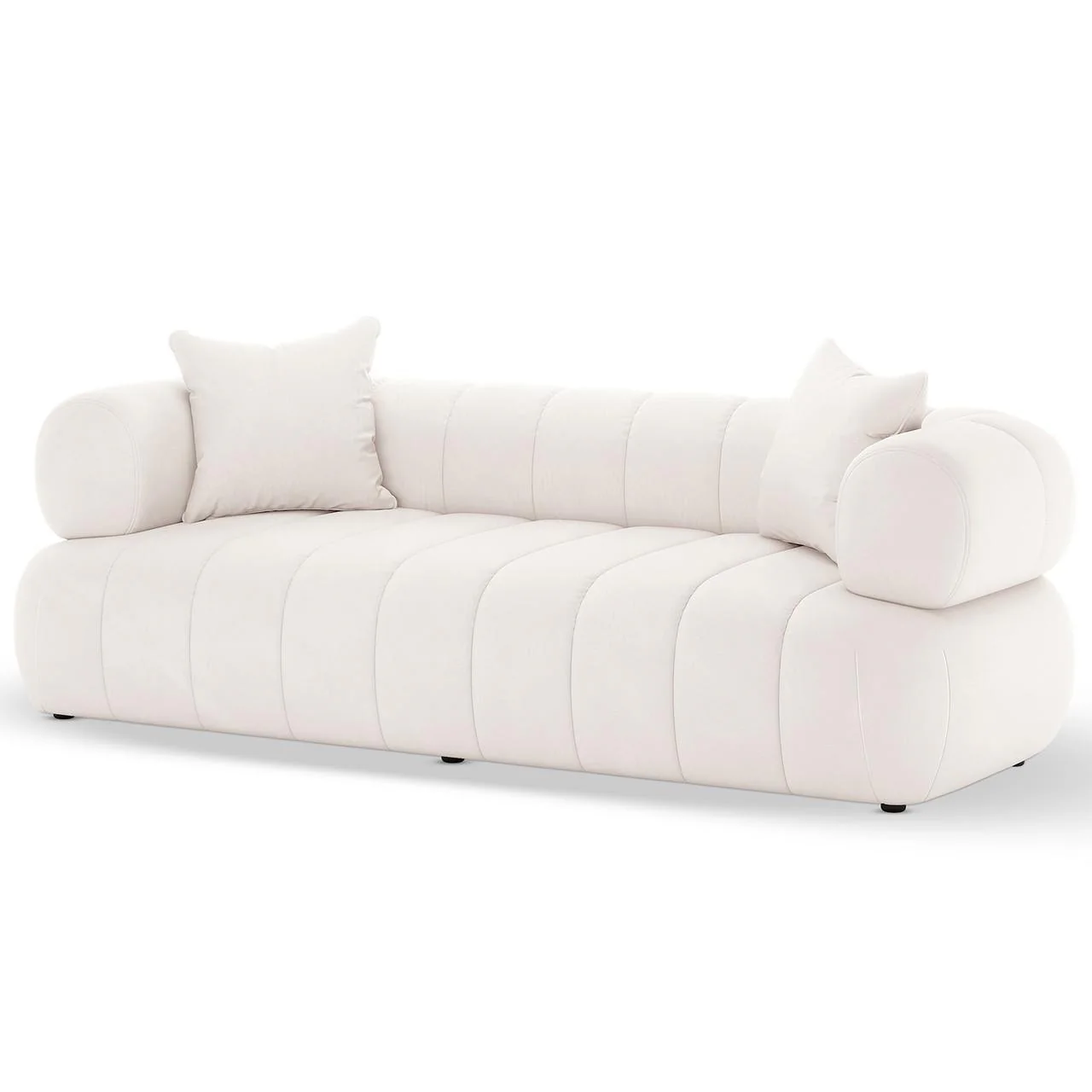Samira 6 Seater Velvet Sofa Set in Cream - Image 8