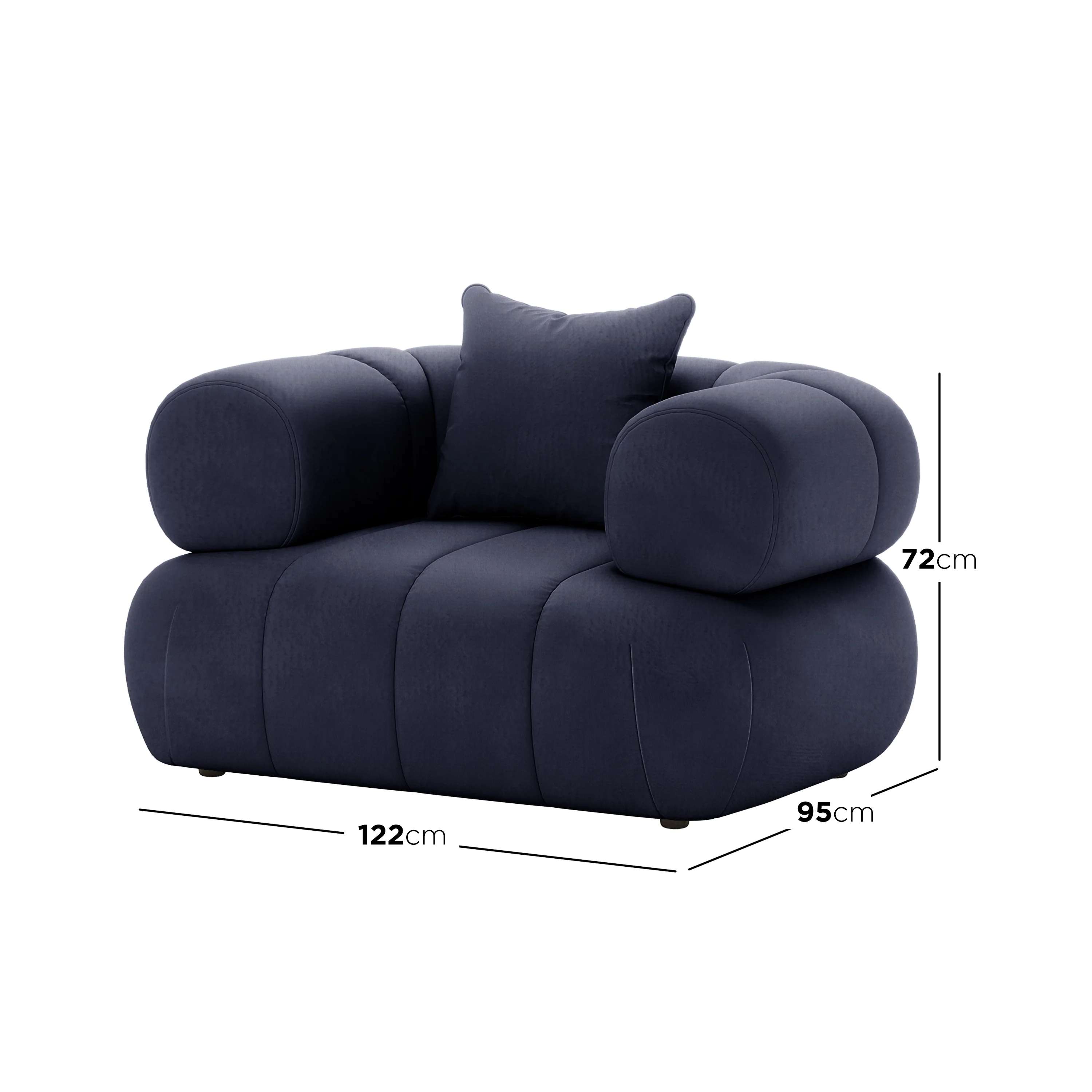 Samira 6 Seater Velvet Sofa Set in Navy Blue - Image 4