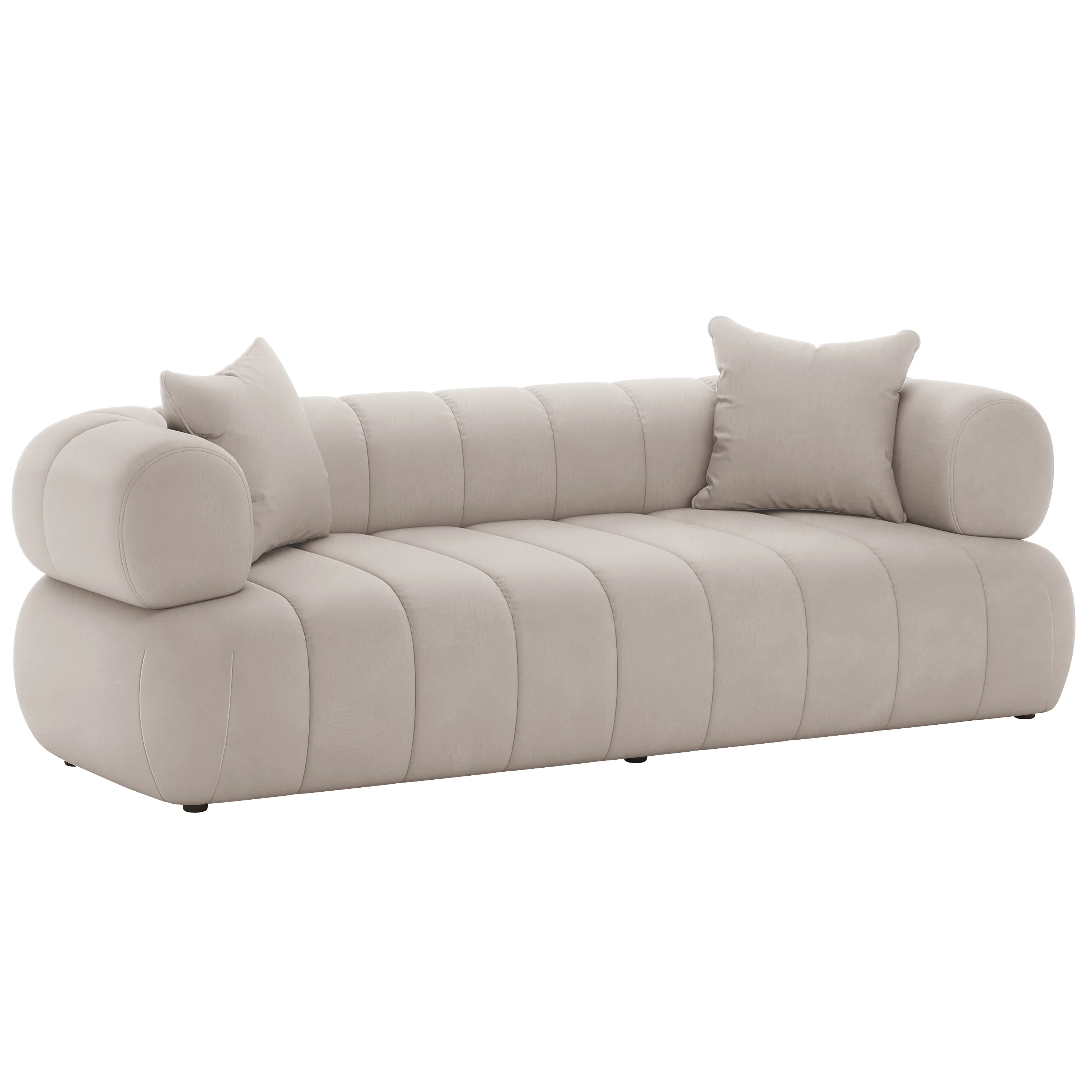 Samira 6 Seater Velvet Sofa Set in Warm Beige - Image 8