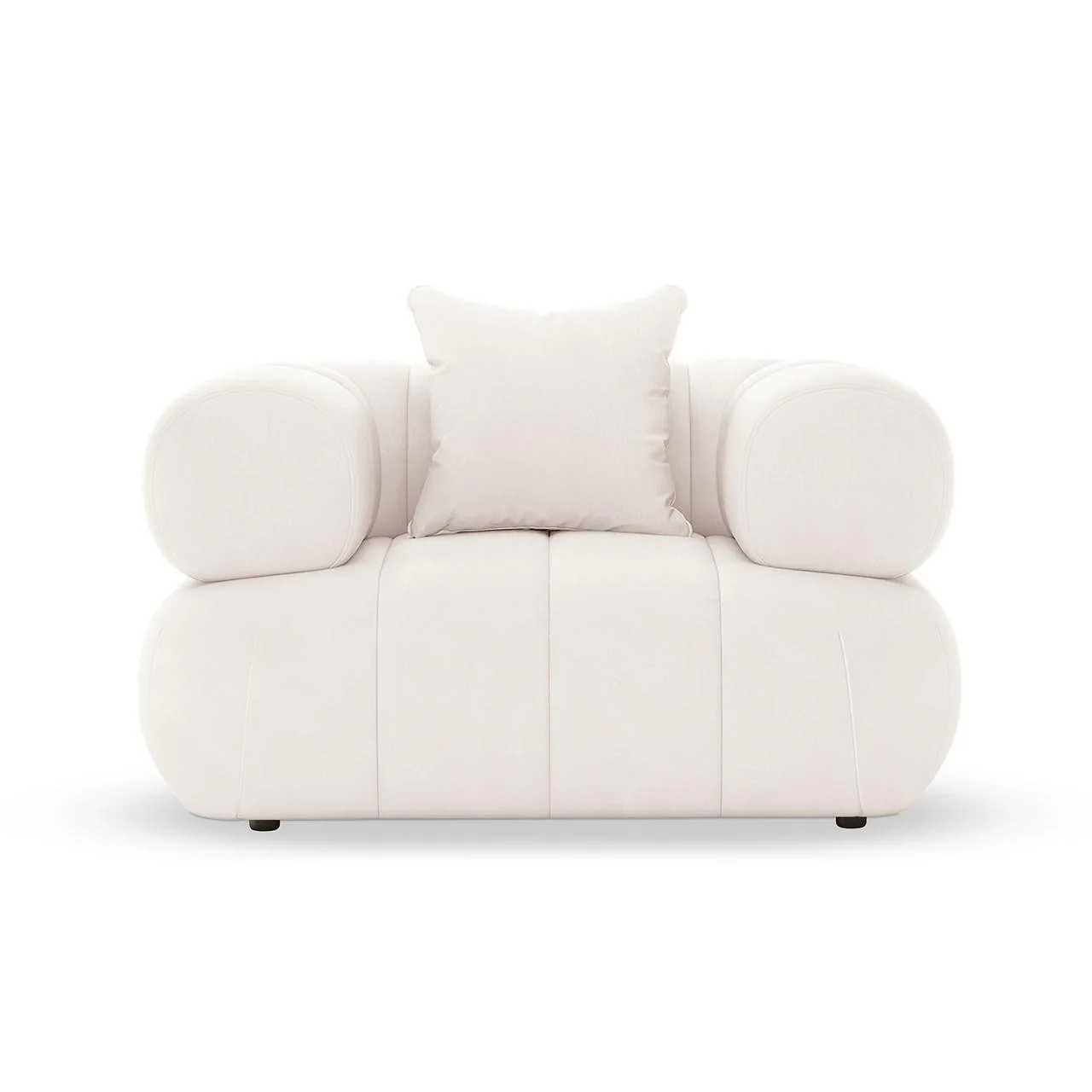 Samira Single Seater Velvet Sofa in Cream - Image 4