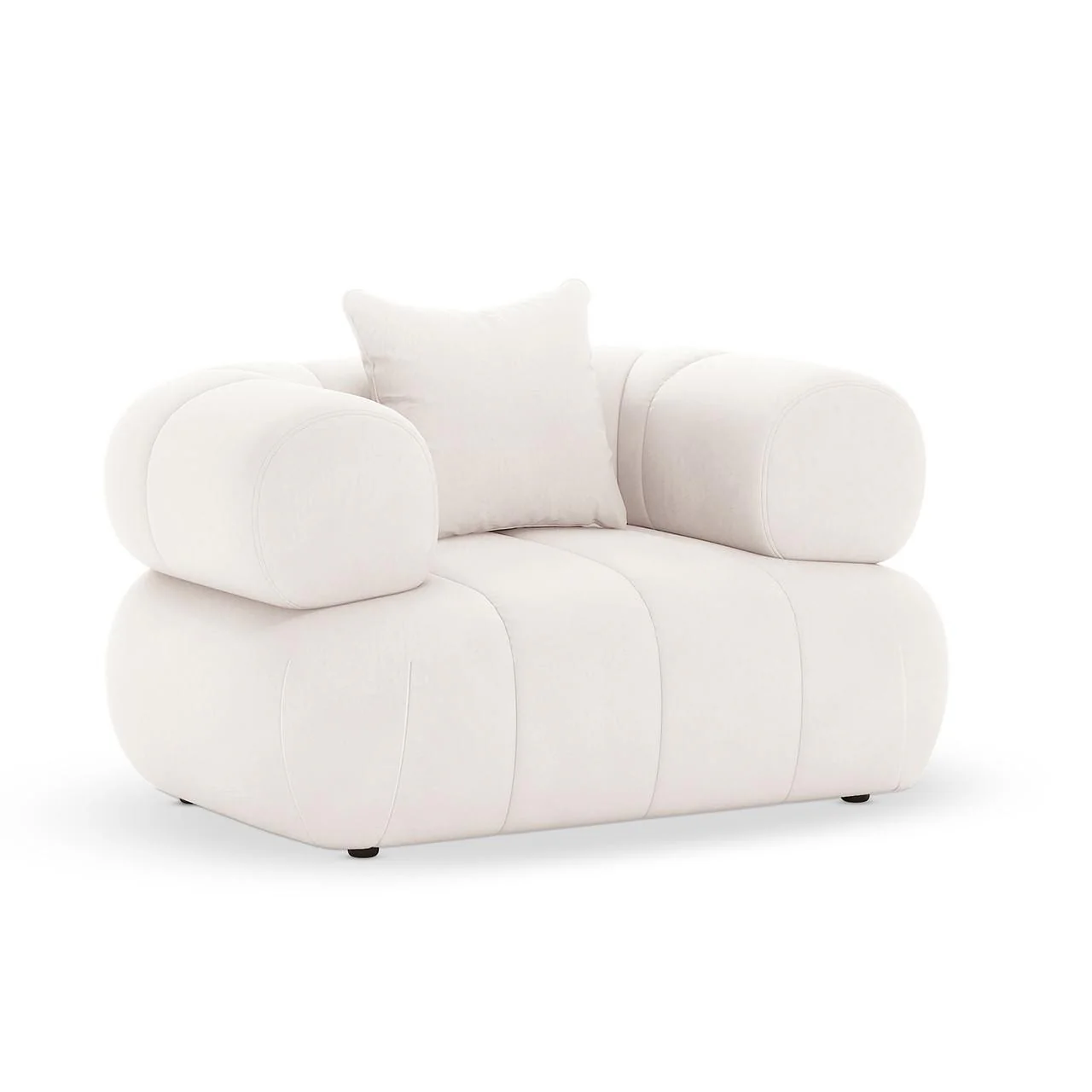 Samira Single Seater Velvet Sofa in Cream - Image 5