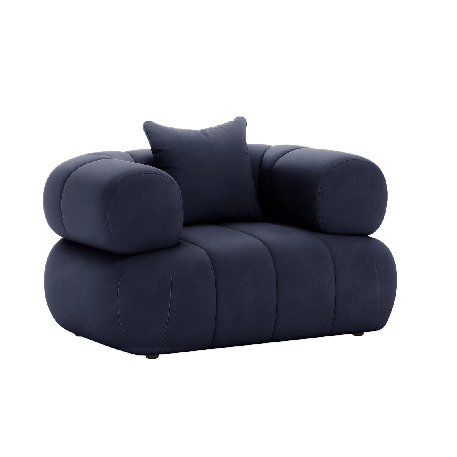Samira Single Seater Velvet Sofa  in Navy Blue - Image 5