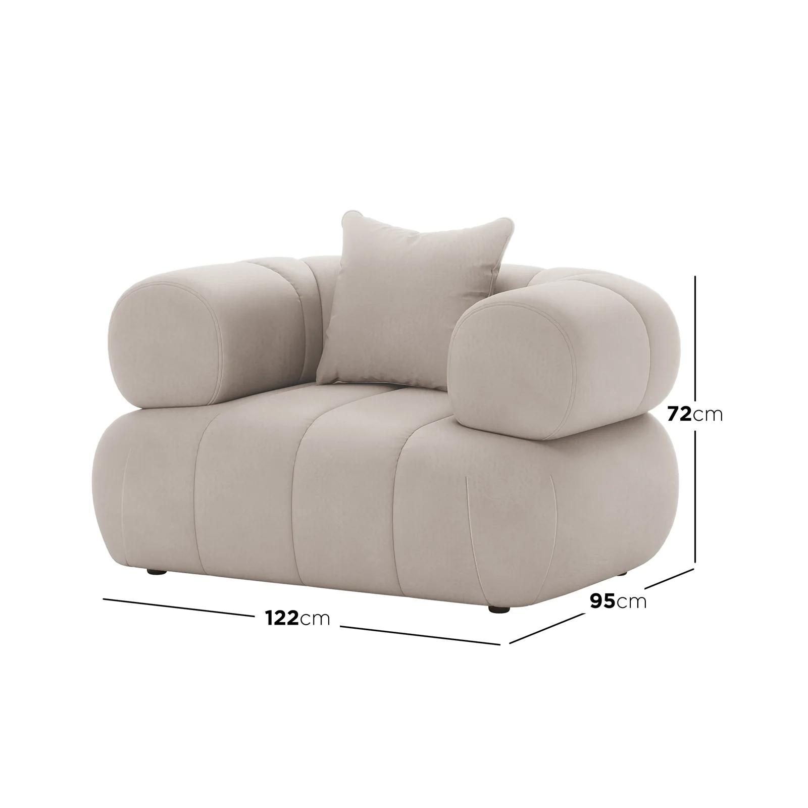Samira Single Seater Velvet Sofa in Warm Beige - Image 3