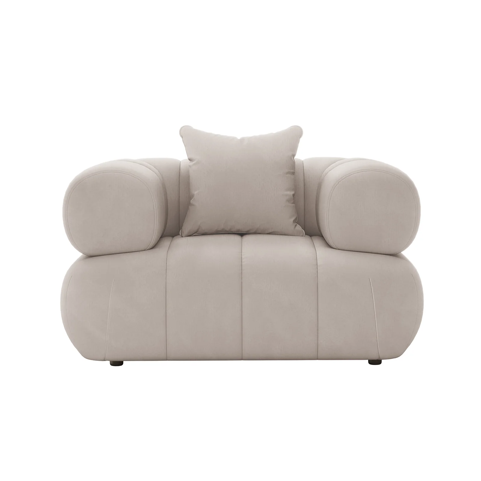 Samira Single Seater Velvet Sofa in Warm Beige - Image 4