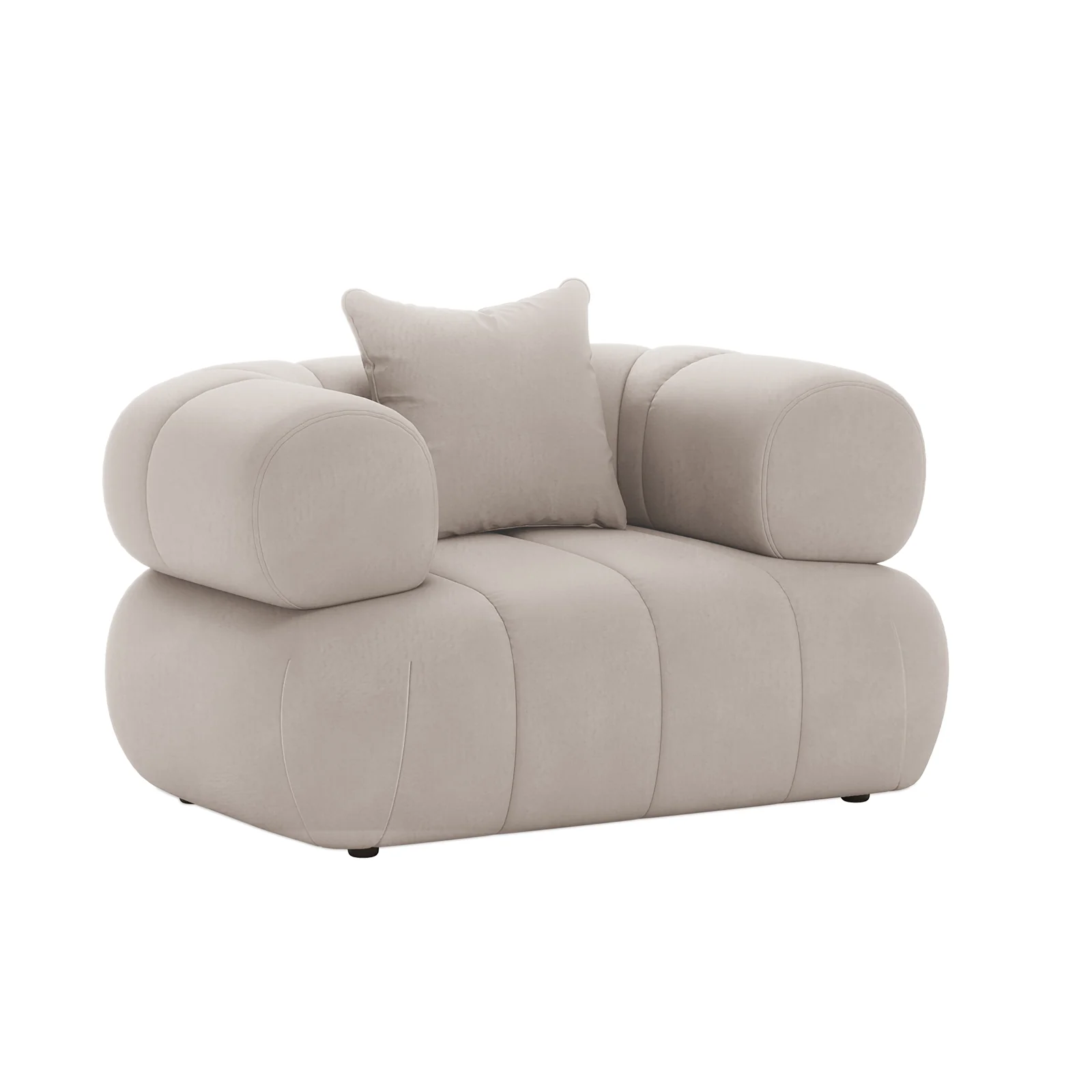 Samira Single Seater Velvet Sofa in Warm Beige - Image 5