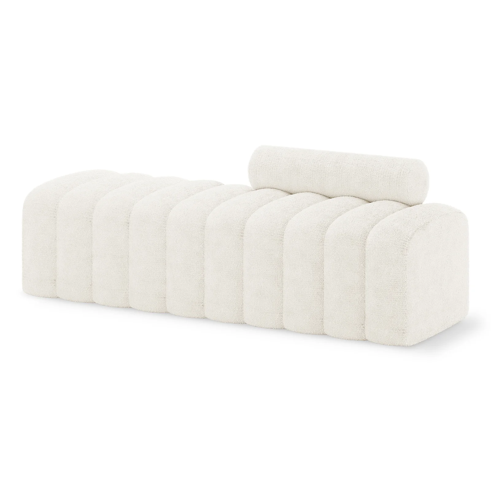 Sasa Boucle Bench with Backrest in Eggshell White