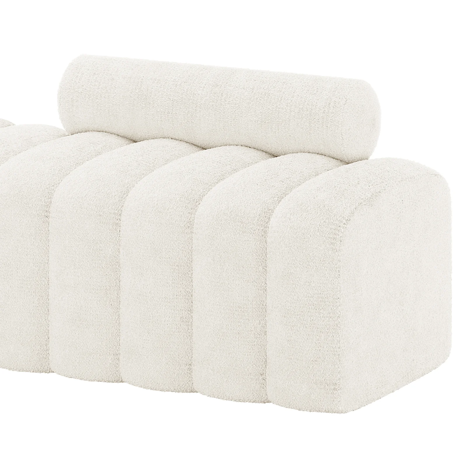 Sasa Boucle Bench with Backrest in Eggshell White - Image 4