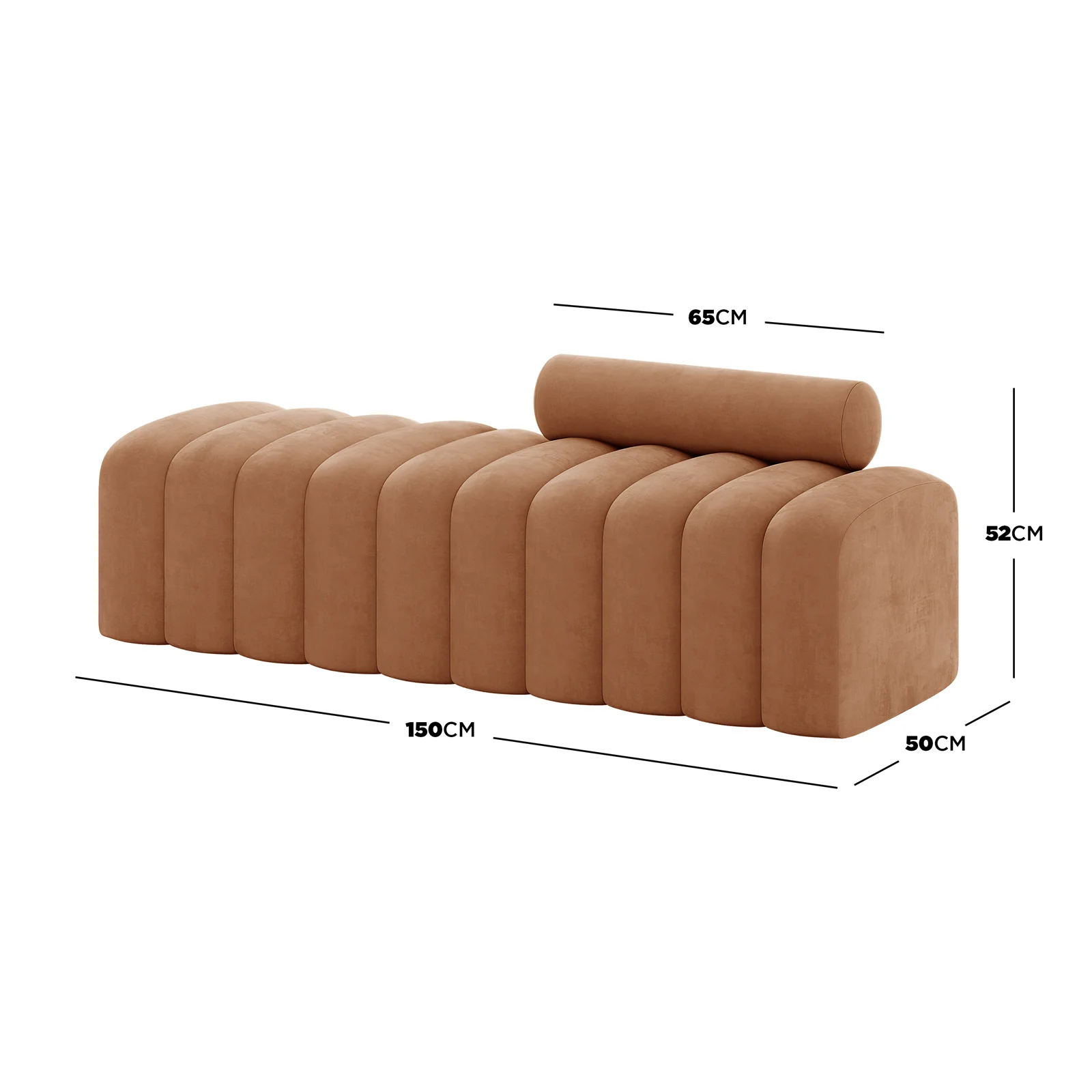 Sasa Velvet Bench with Backrest in Burnt Orange - Image 5