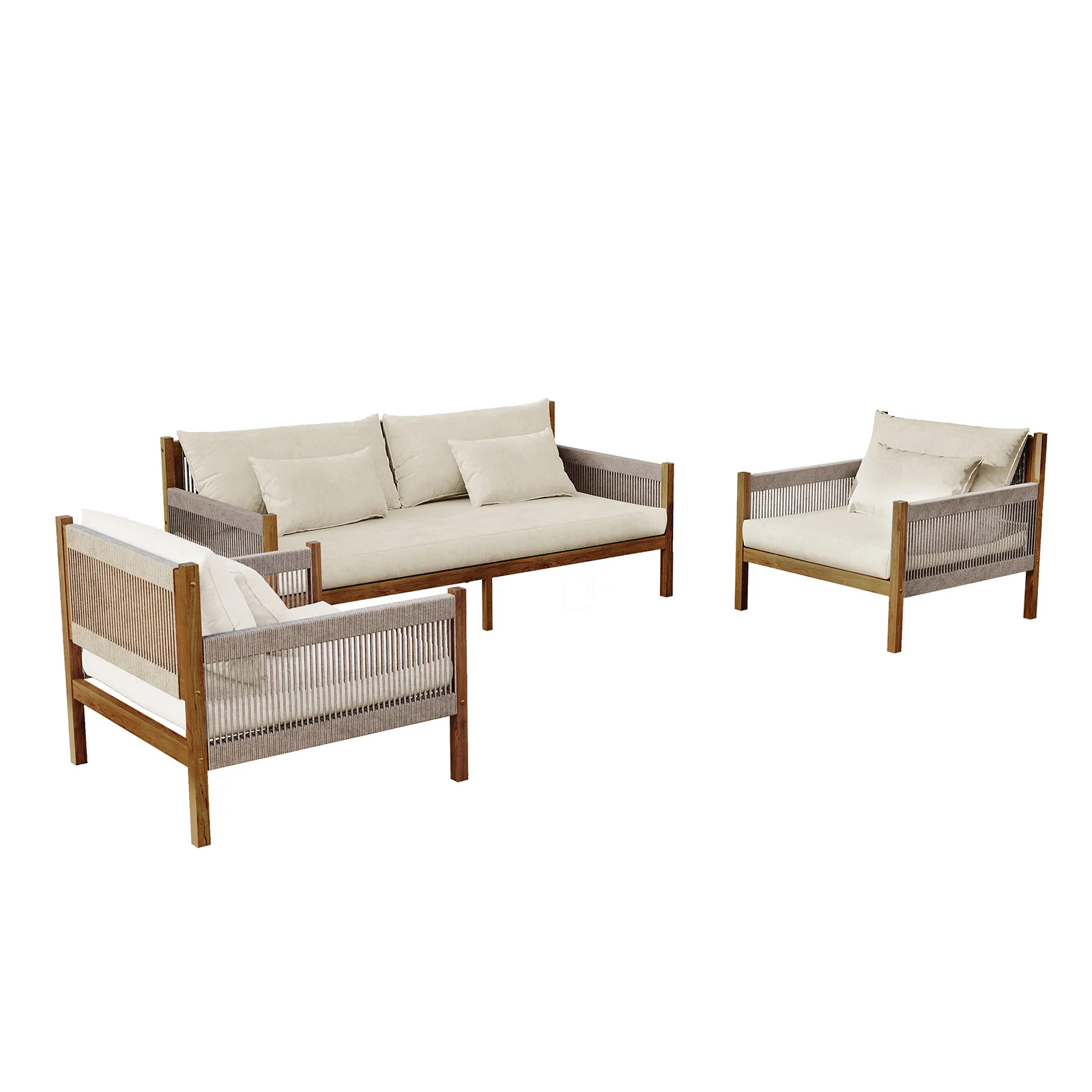 Savin 4 Seater Hardwood Outdoor Sofa Set in Beige