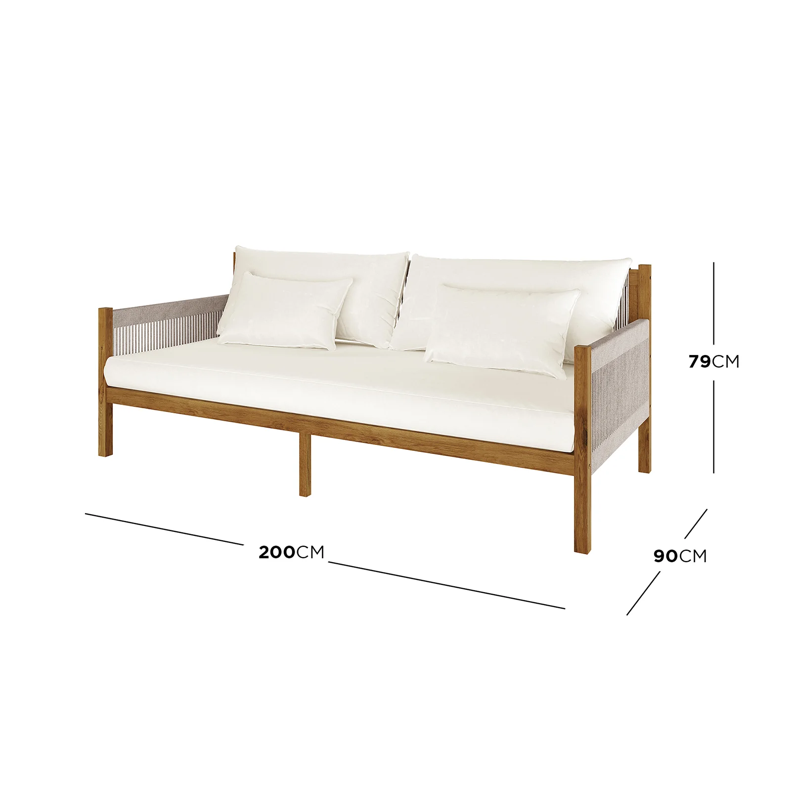 Savin 4 Seater Hardwood Outdoor Sofa Set in Beige - Image 14