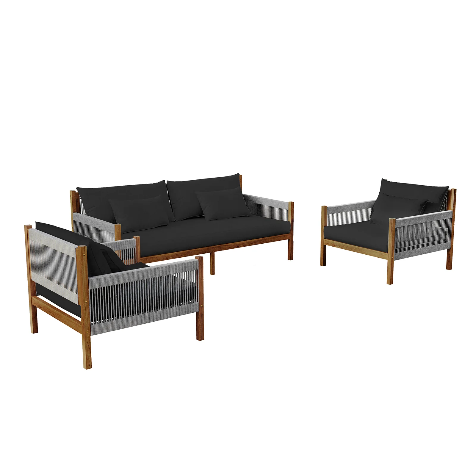 Savin 4 Seater Hardwood Outdoor Sofa Set in Light Grey