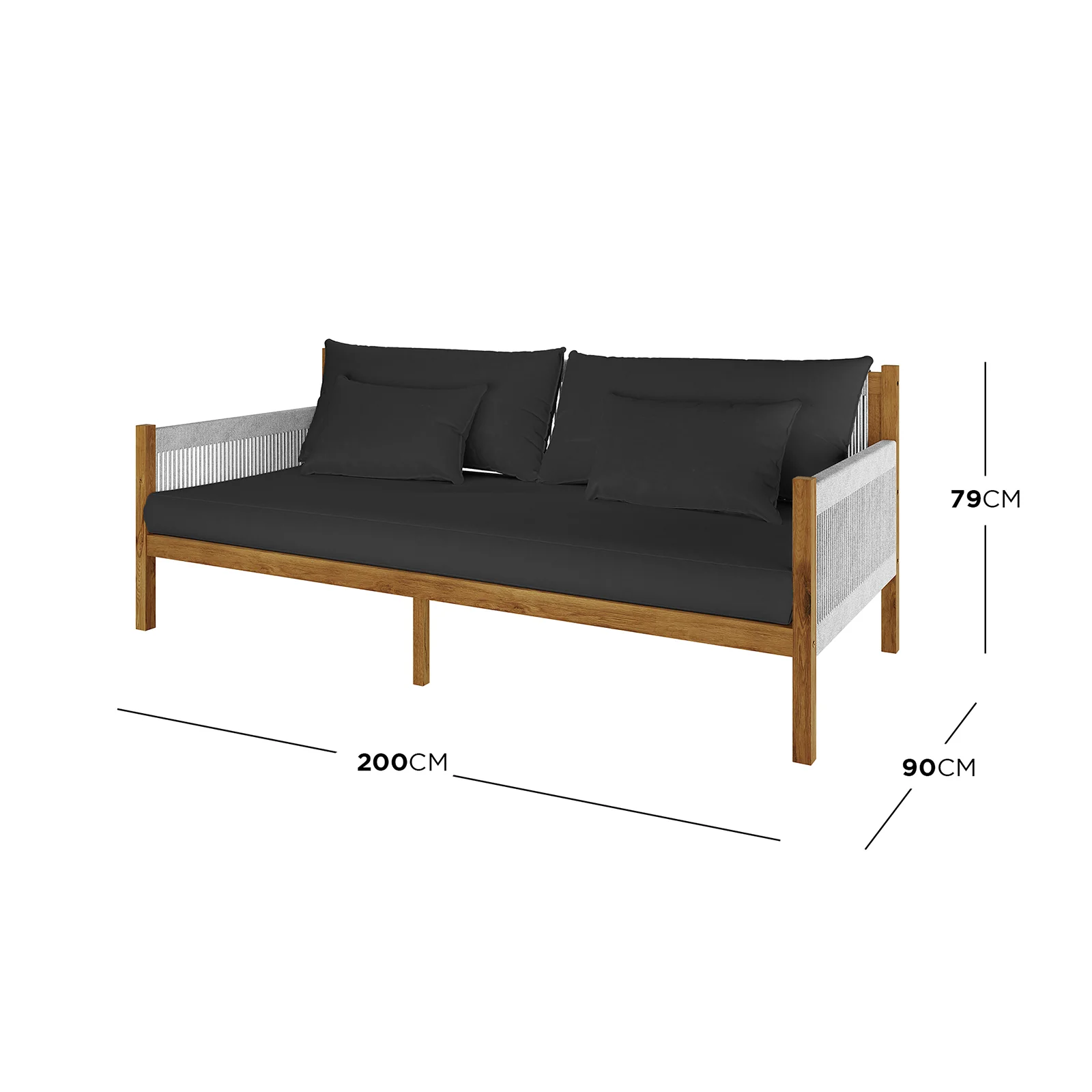 Savin 4 Seater Hardwood Outdoor Sofa Set in Light Grey - Image 3