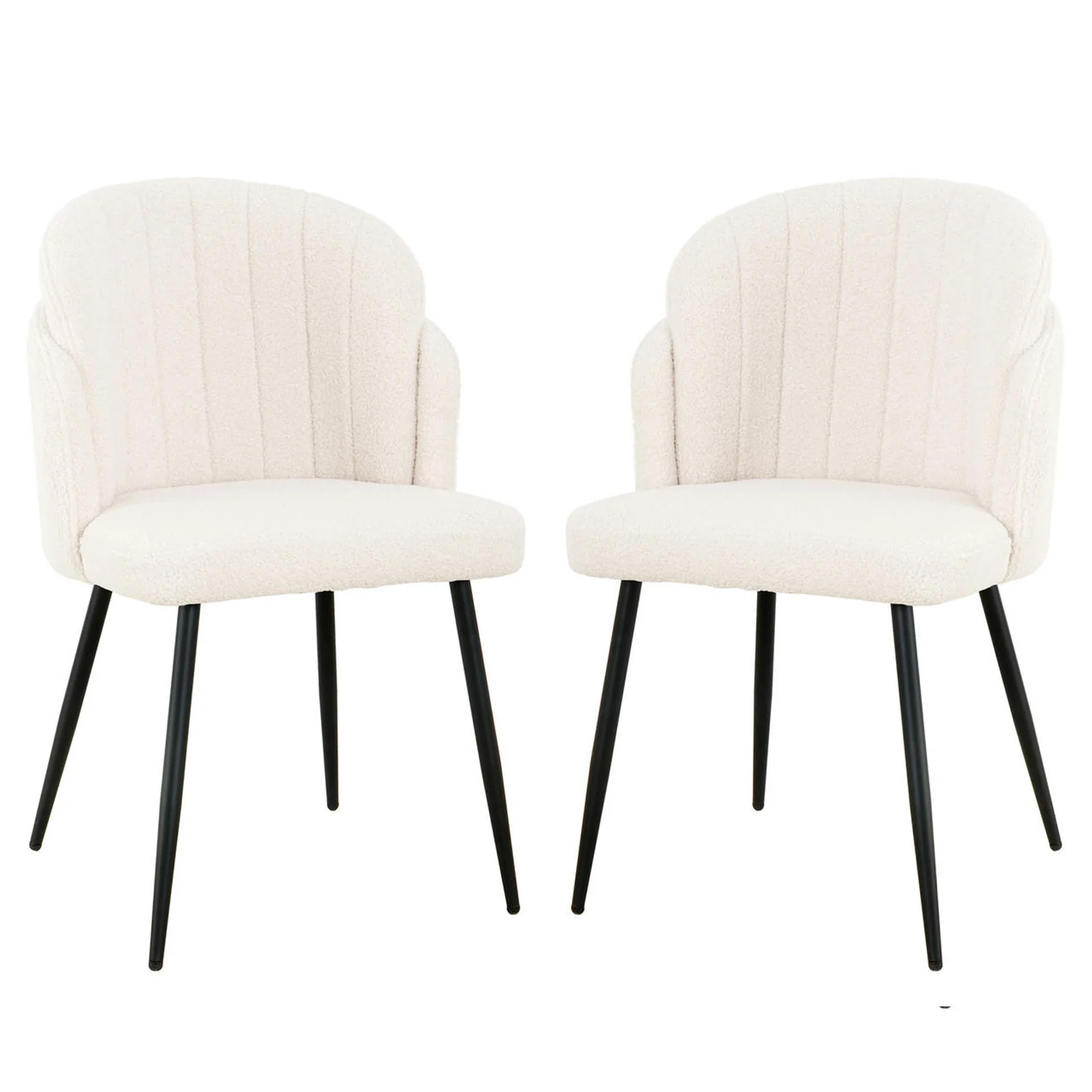 Scarlett Boucle Dining Chair Set of 2 in Cream White