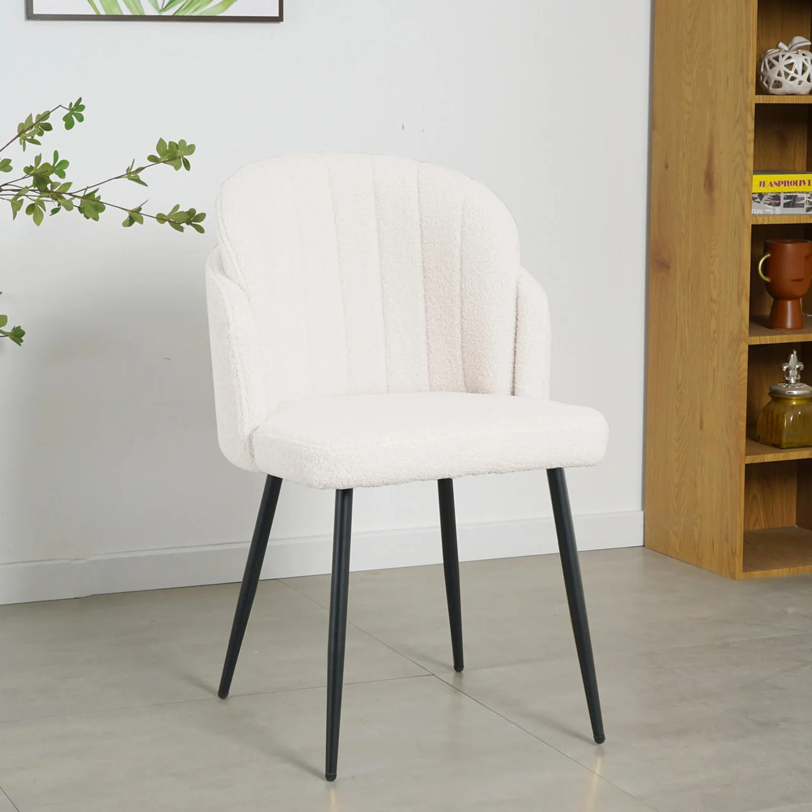 Scarlett Boucle Dining Chair Set of 2 in Cream White - Image 2