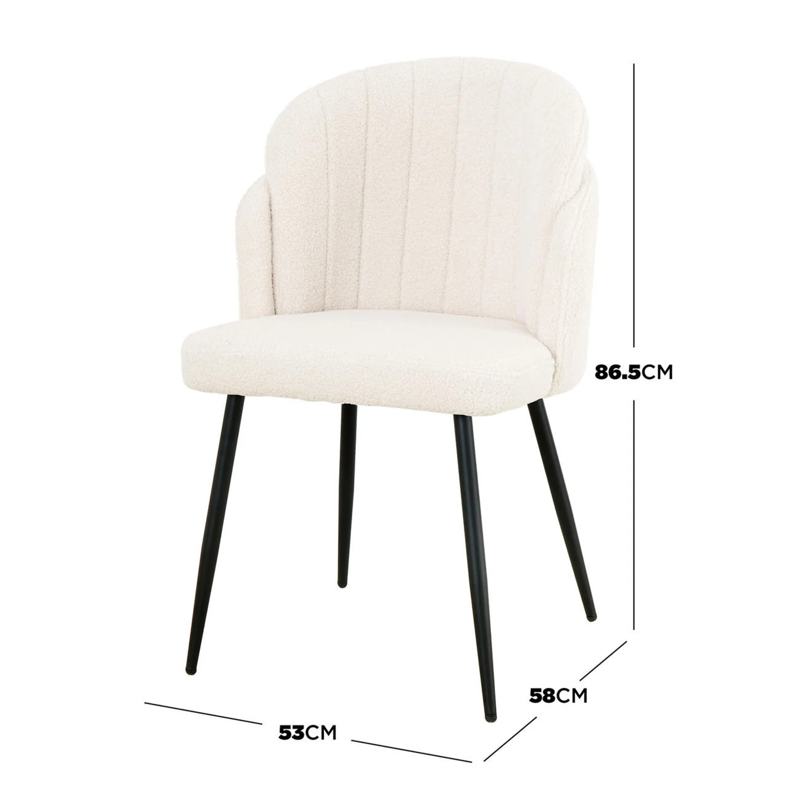 Scarlett Boucle Dining Chair Set of 2 in Cream White - Image 3