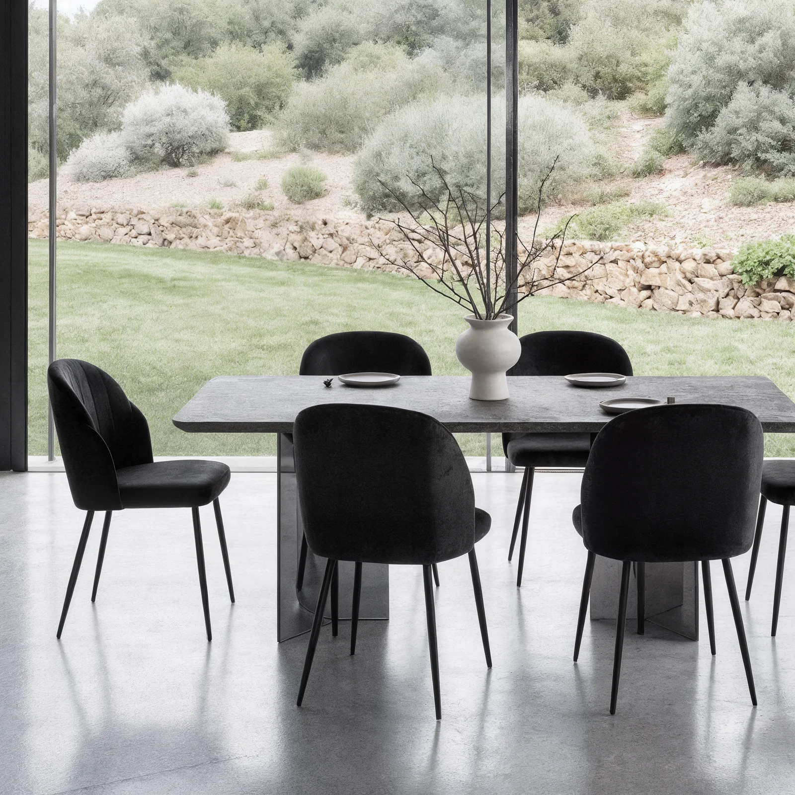 Scarlett Velvet Dining Chair Set of 2 in Black - Image 6